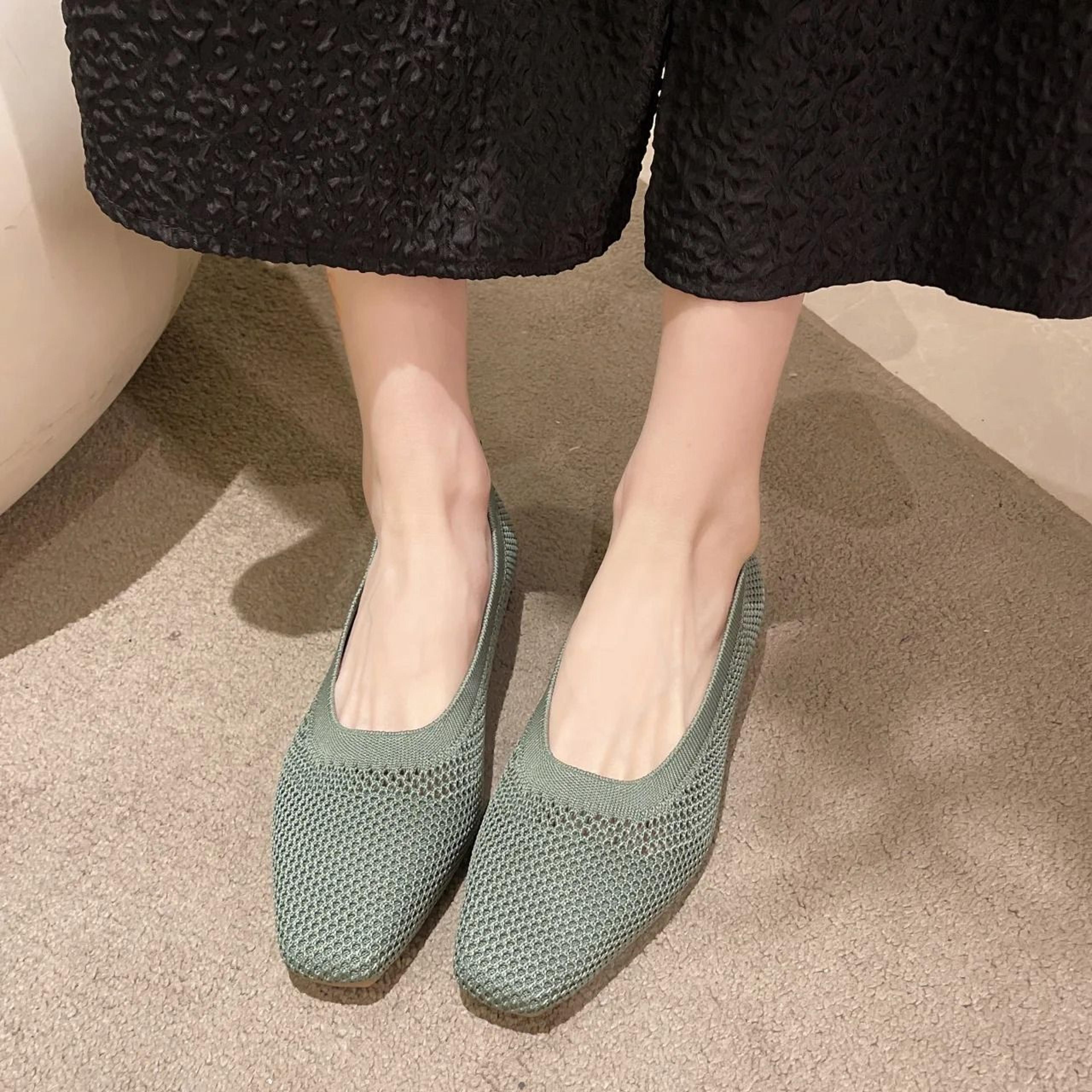 Breathable Mesh Fashion Flats Women Spring Summer Square Toe Slip On Loafers Walking Shoes 5
