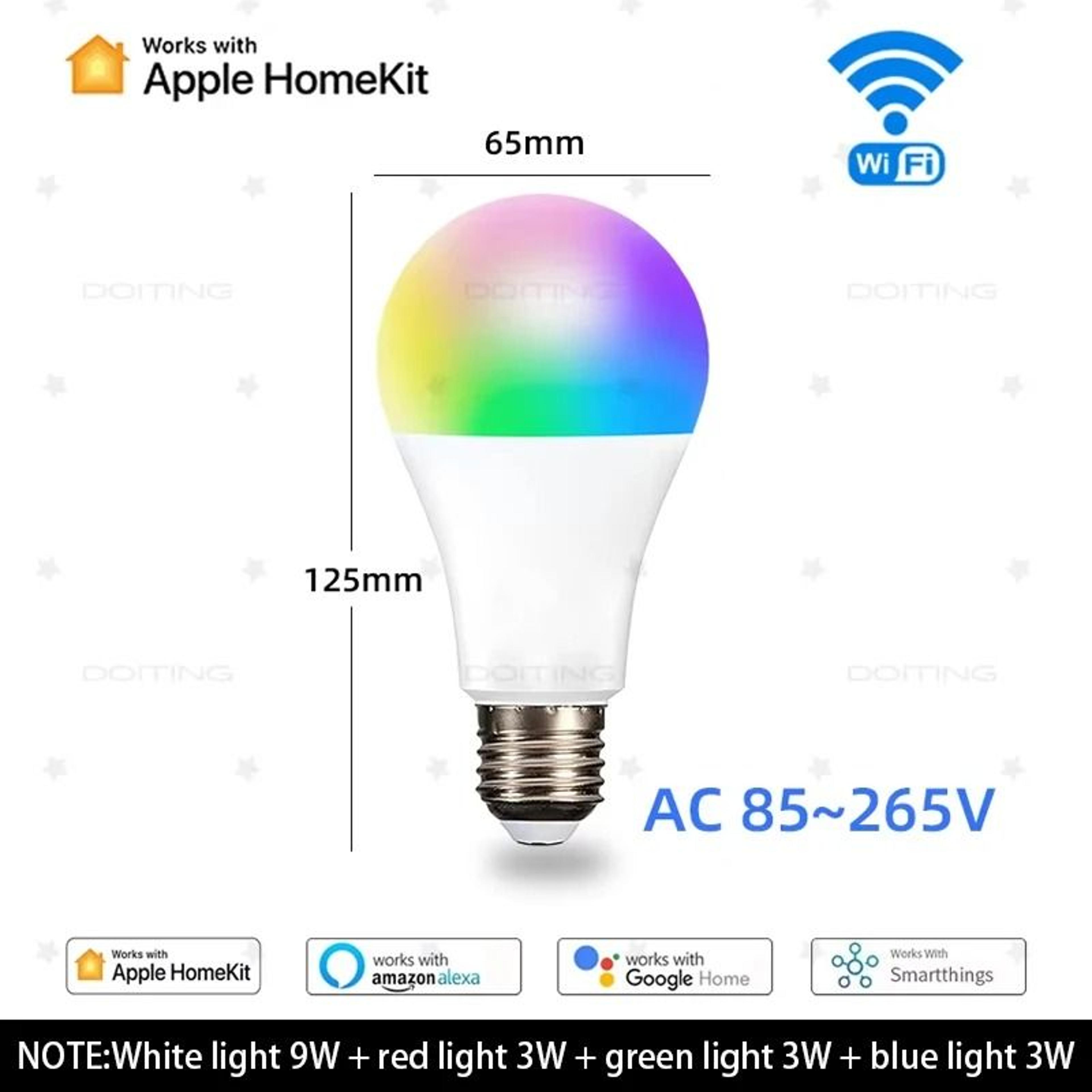 Homekit WiFi E27 Smart Dimmable Bulb RGBCW Voice Control For Alexa Siri Google Home 8