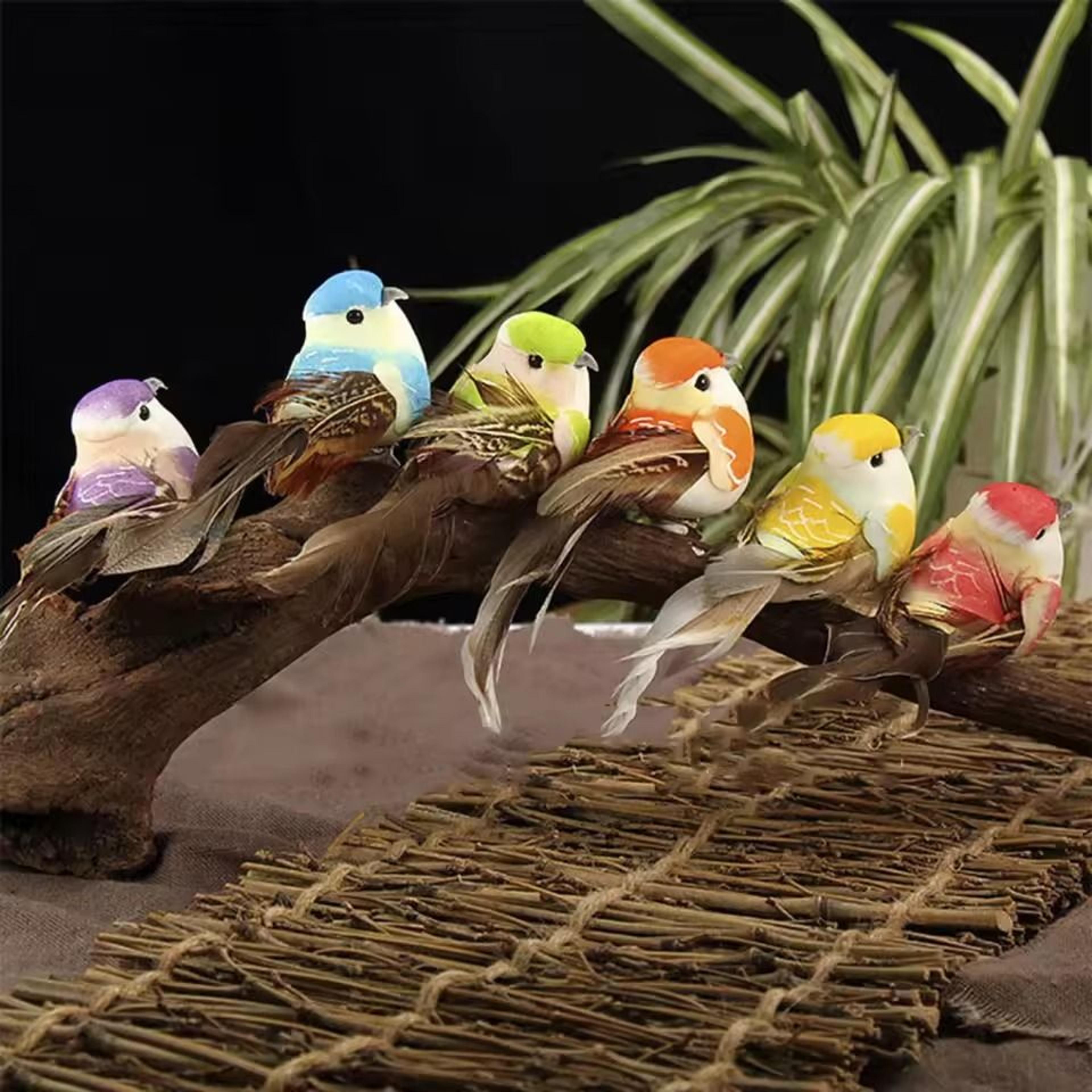 6PCS Simulation Artificial Bird Sparrow Statues Foam Desktop Miniatures For DIY Home Decor 0