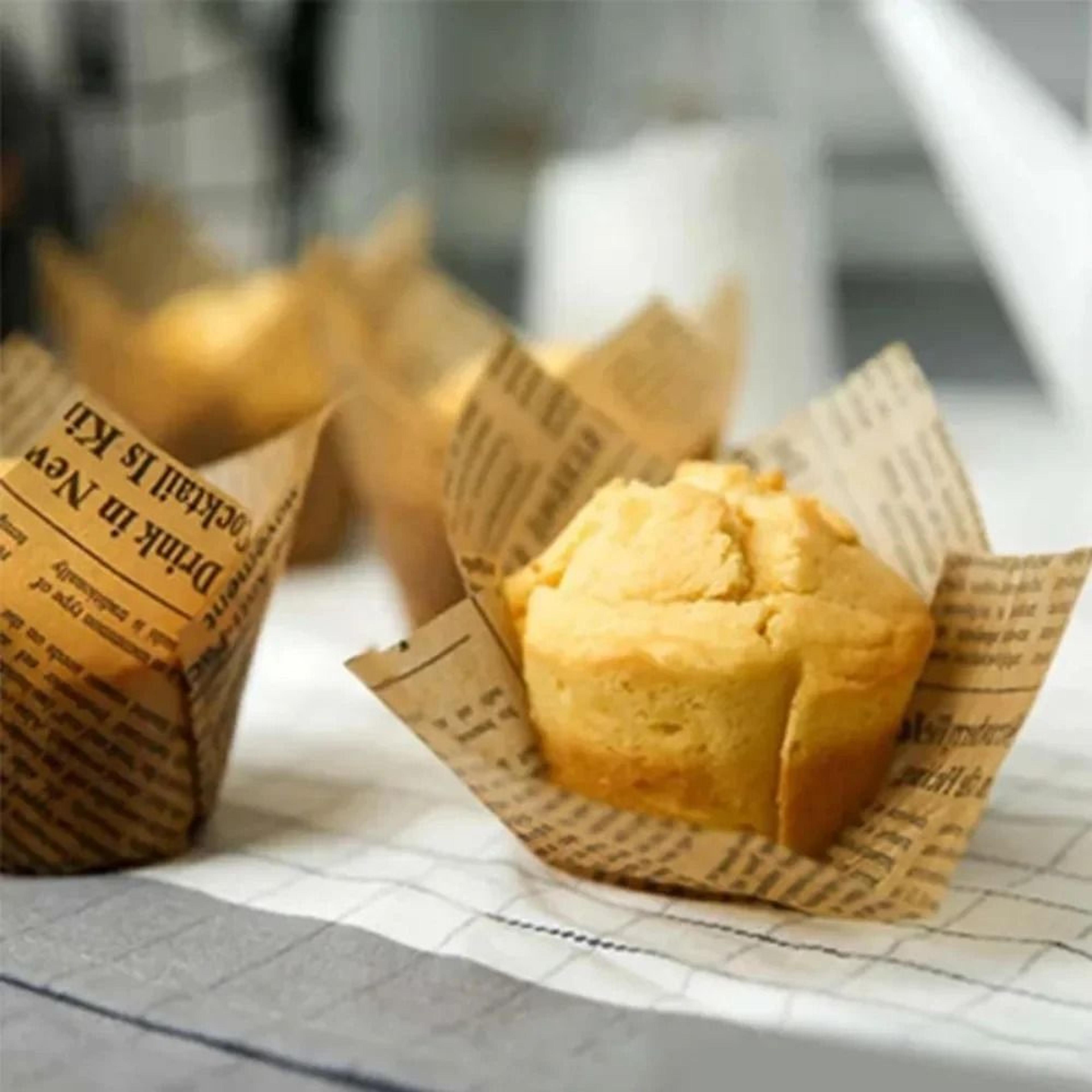 50pcs Newspaper Style Tulip Cupcake Liners And Baking Cups For Weddings And Parties 1