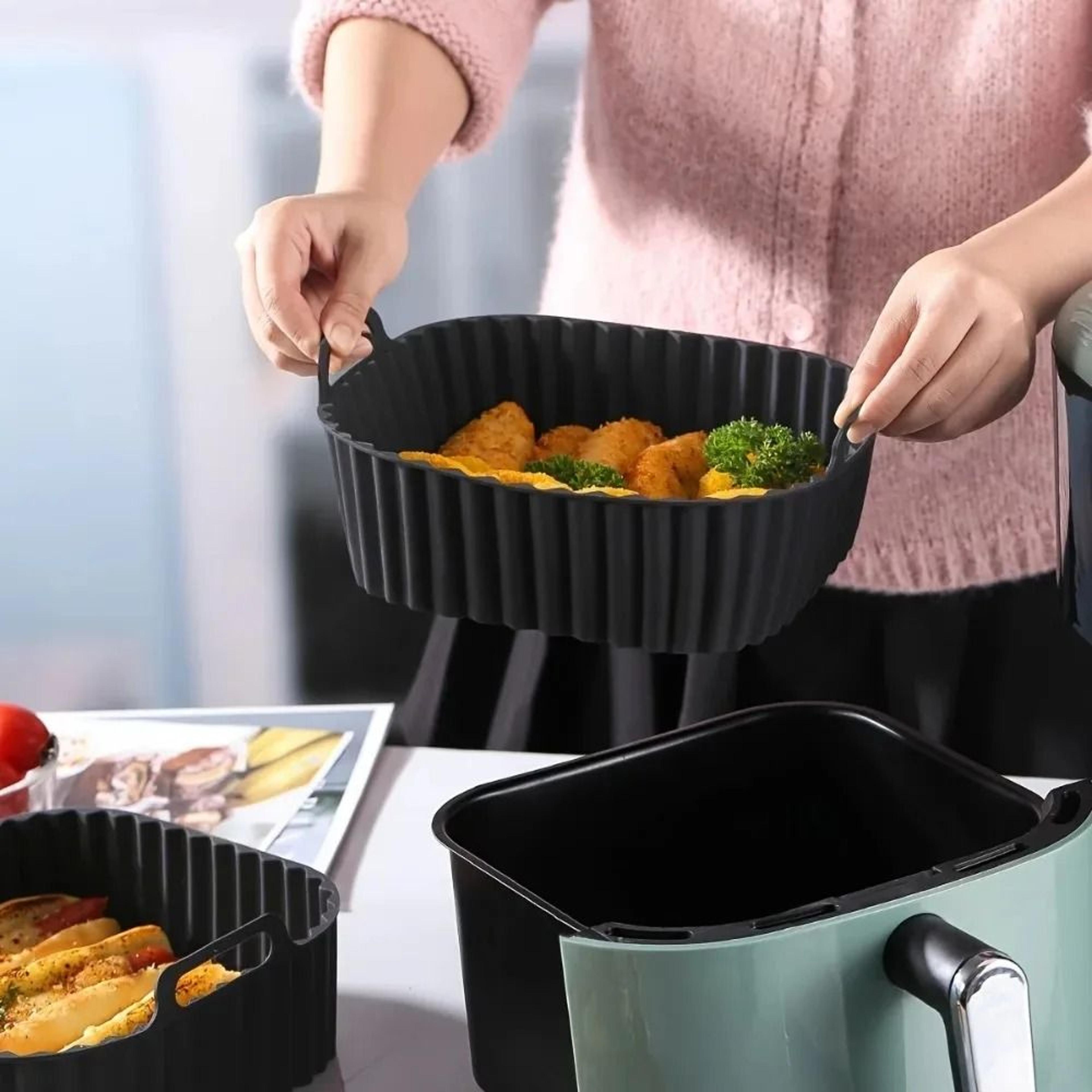 Reusable Square Silicone Air Fryer Liners For 47QT Baskets NonStick Heat Resistant Baking Mat 4