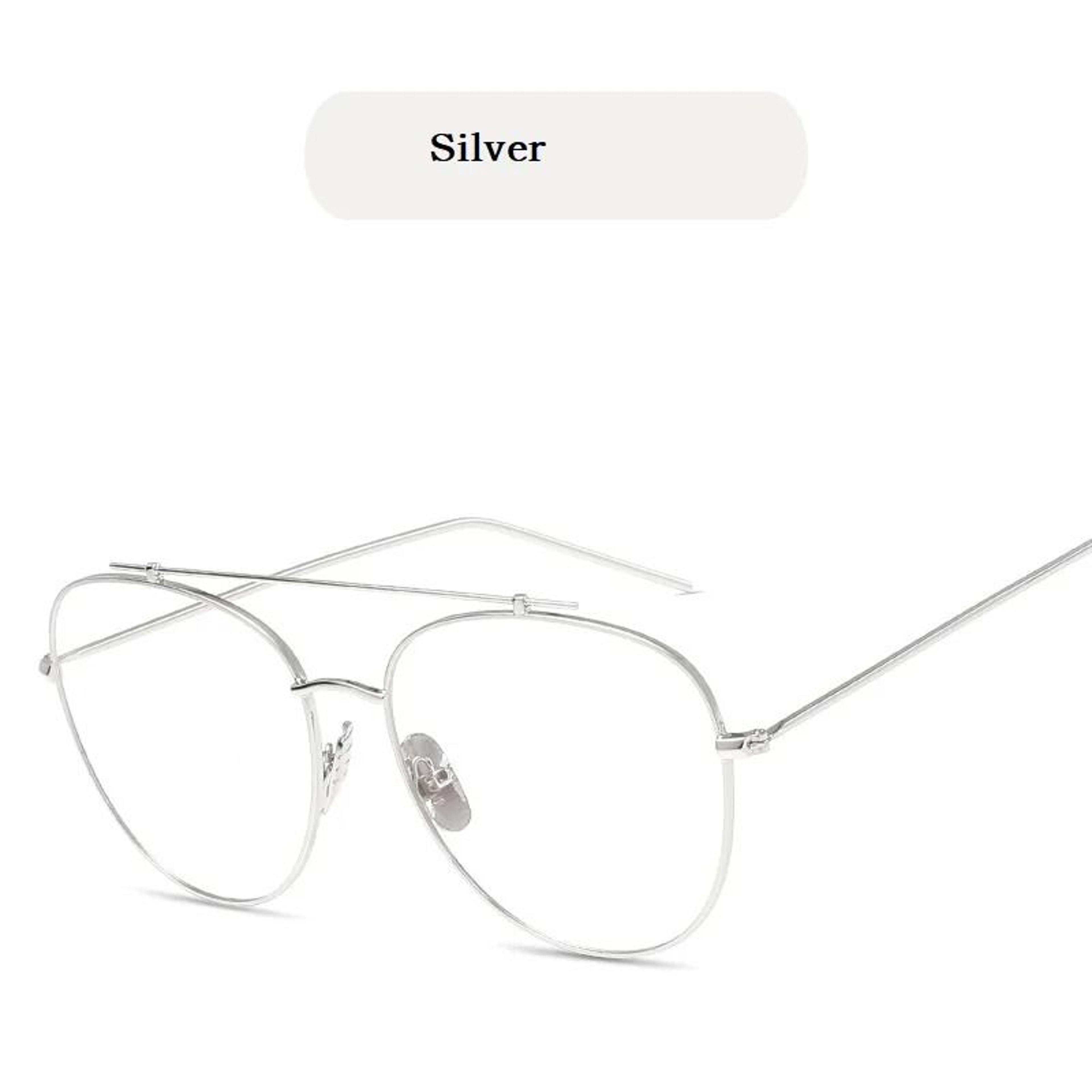 Vintage Oversized Square Metal Eyeglasses  Gold Fashion Frames 13