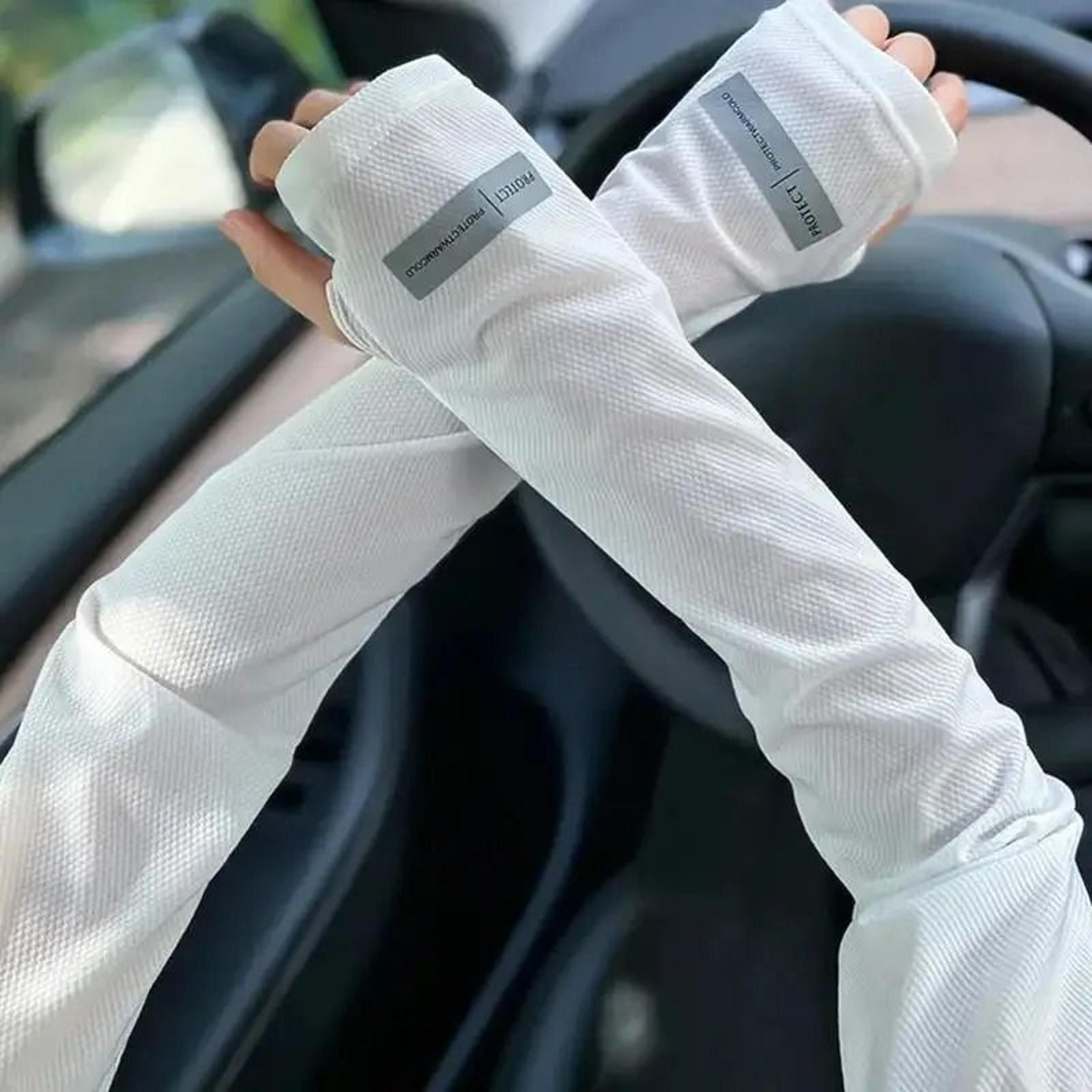 Mens Large Size Japanese Ice Silk Sun Protection Sleeves  Summer UV Arm Covers 7