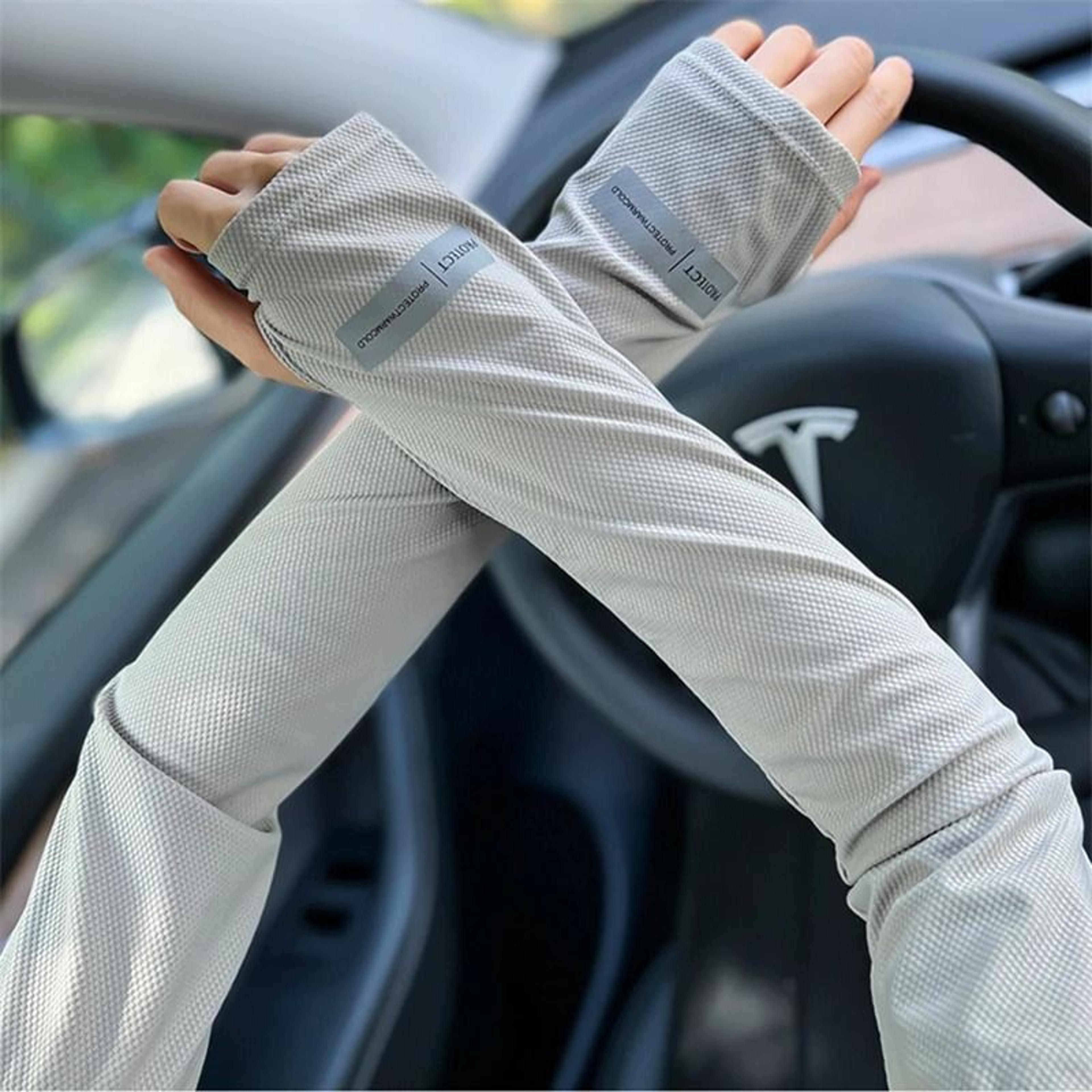 Mens Large Size Japanese Ice Silk Sun Protection Sleeves  Summer UV Arm Covers 8