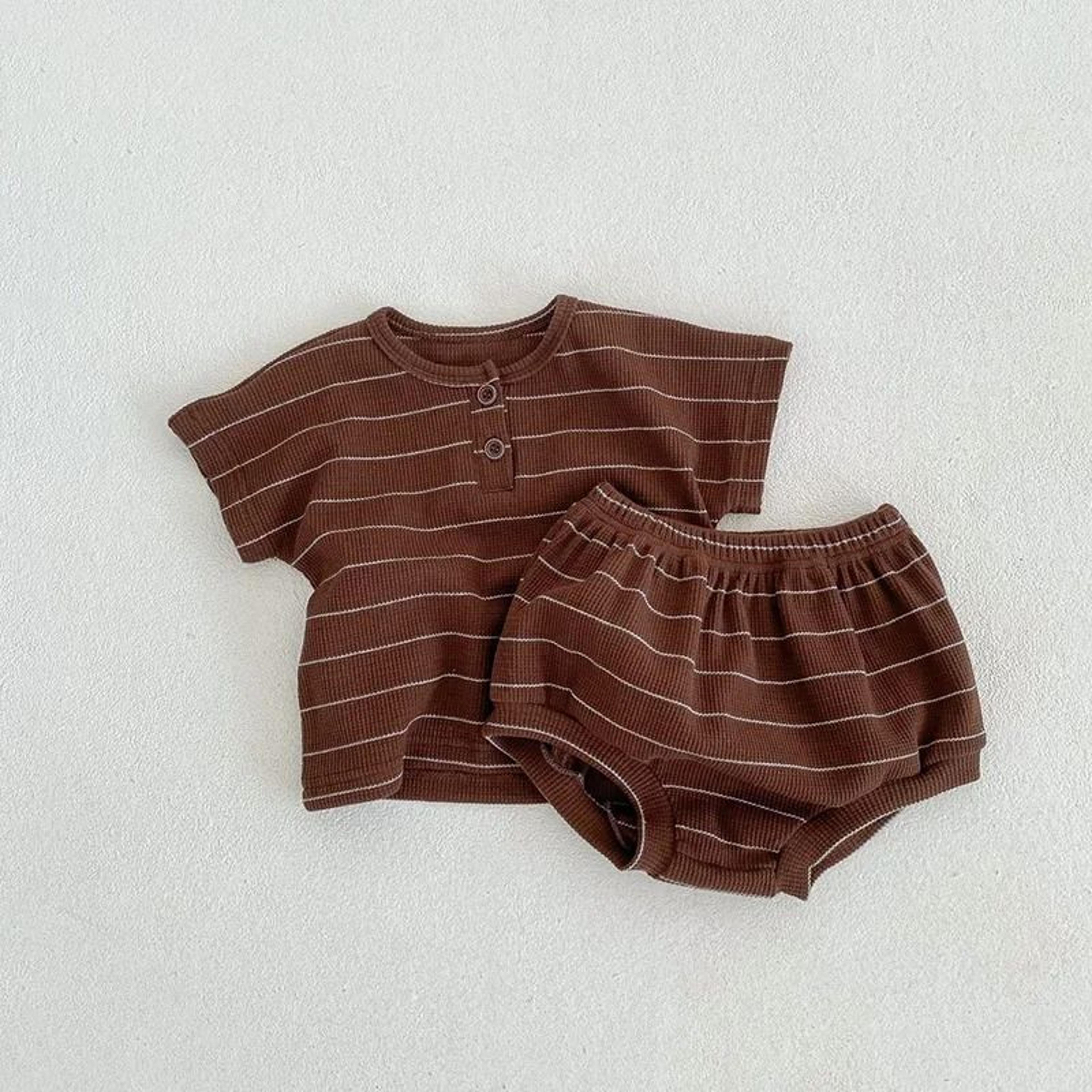 Summer Striped Infant Tee  Bloomer Set  2Piece Toddler Comfort Suit 5