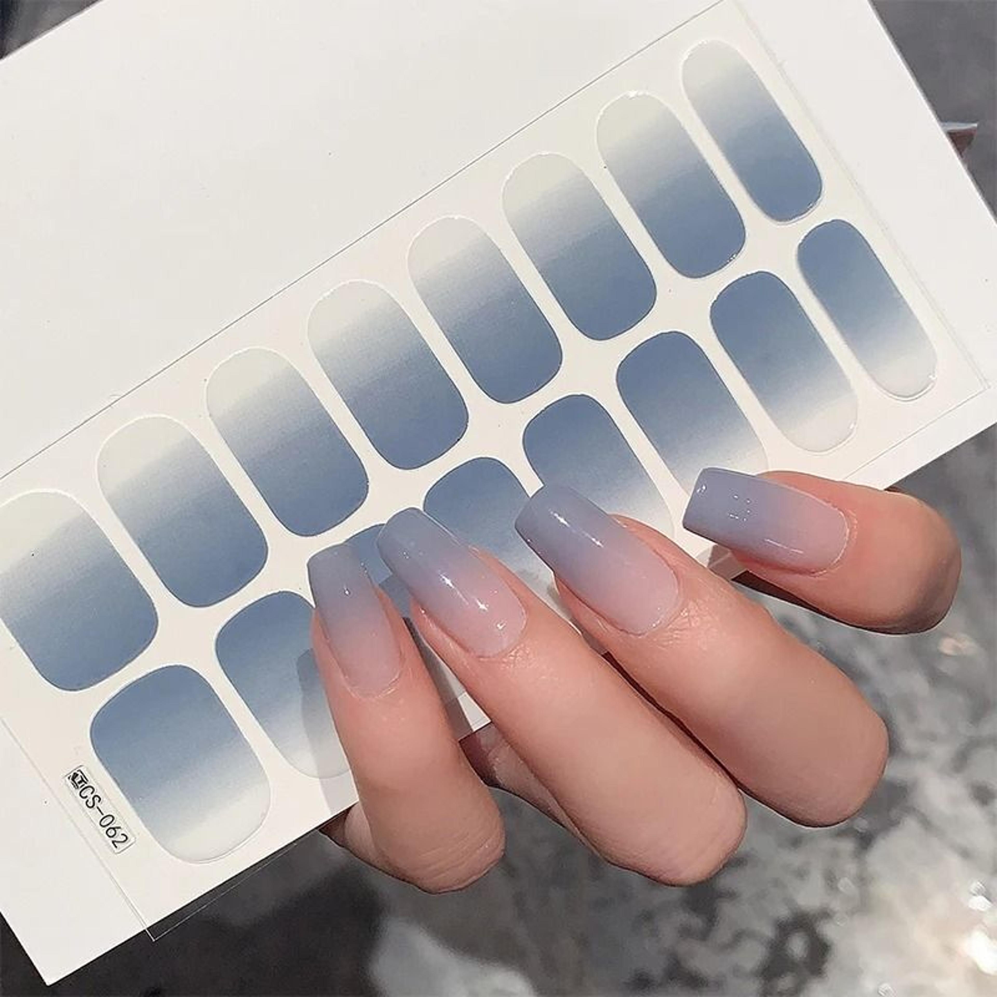 Semi Cured Nail Wrap Gradient Multi Color Solid Gel Full Cover Slider Self Adhesive Nail Decal 3