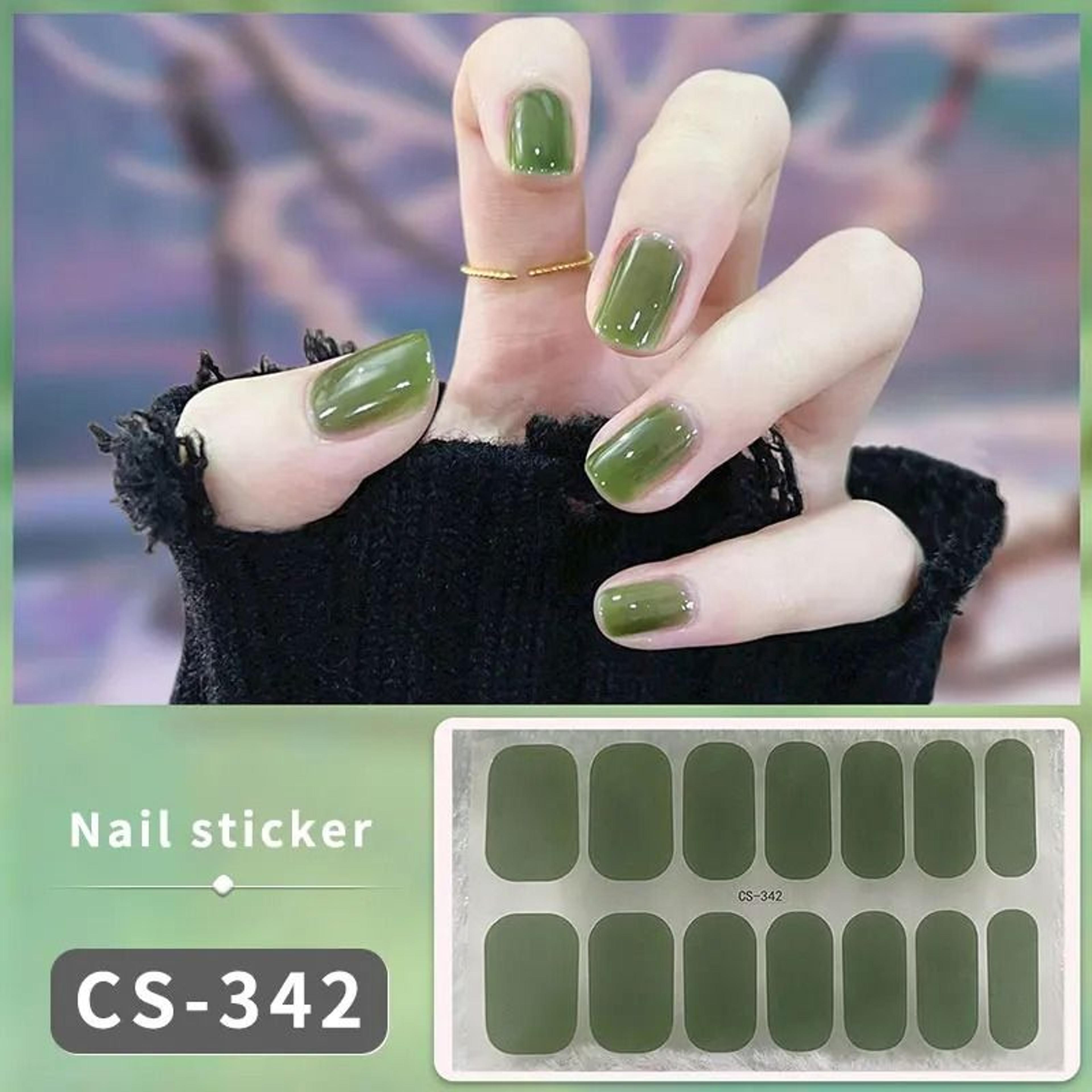 Semi Cured Nail Wrap Gradient Multi Color Solid Gel Full Cover Slider Self Adhesive Nail Decal 19