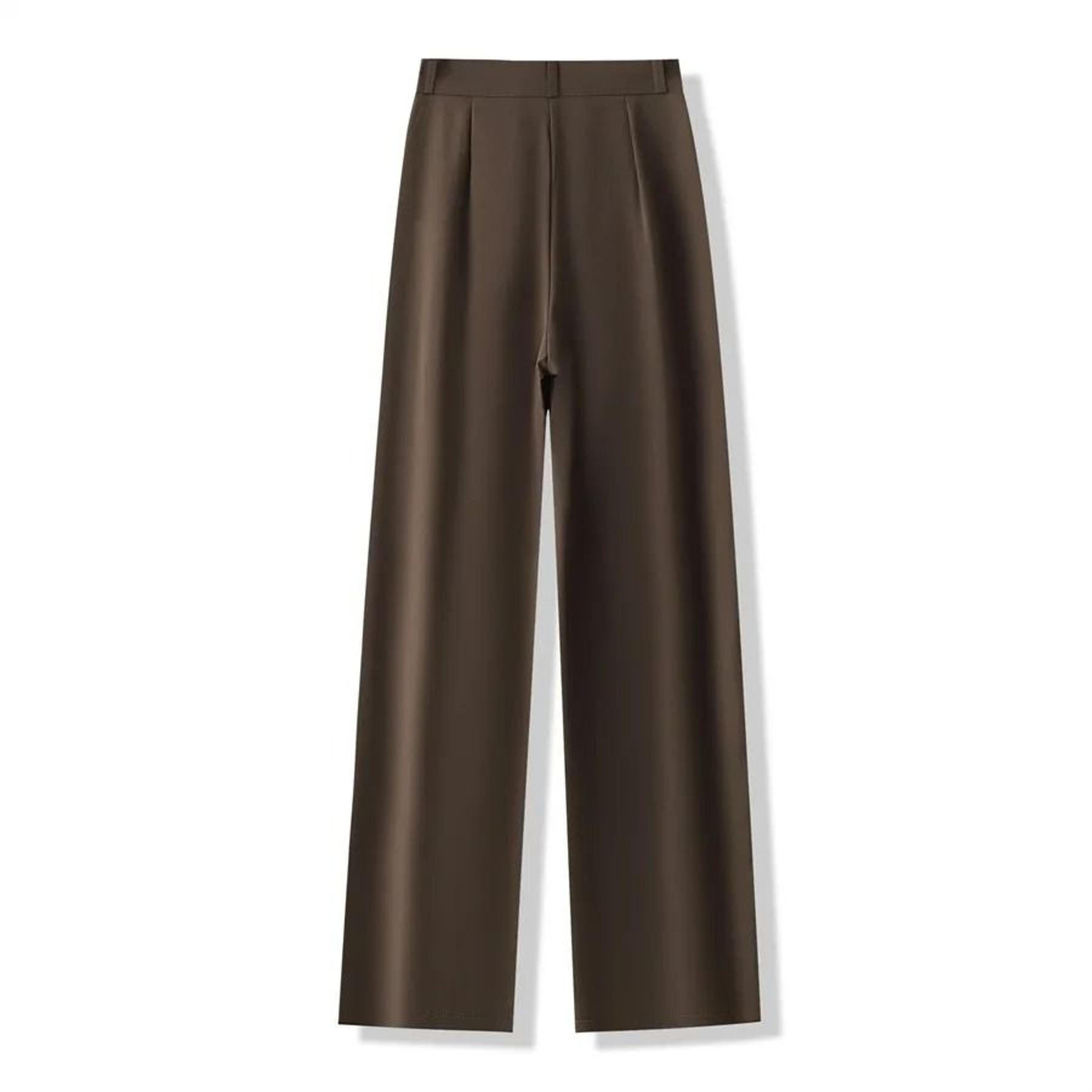 2024 High Waist Womens Suit Pants Straight Office Ladies Fashion Loose Suit Trousers 4