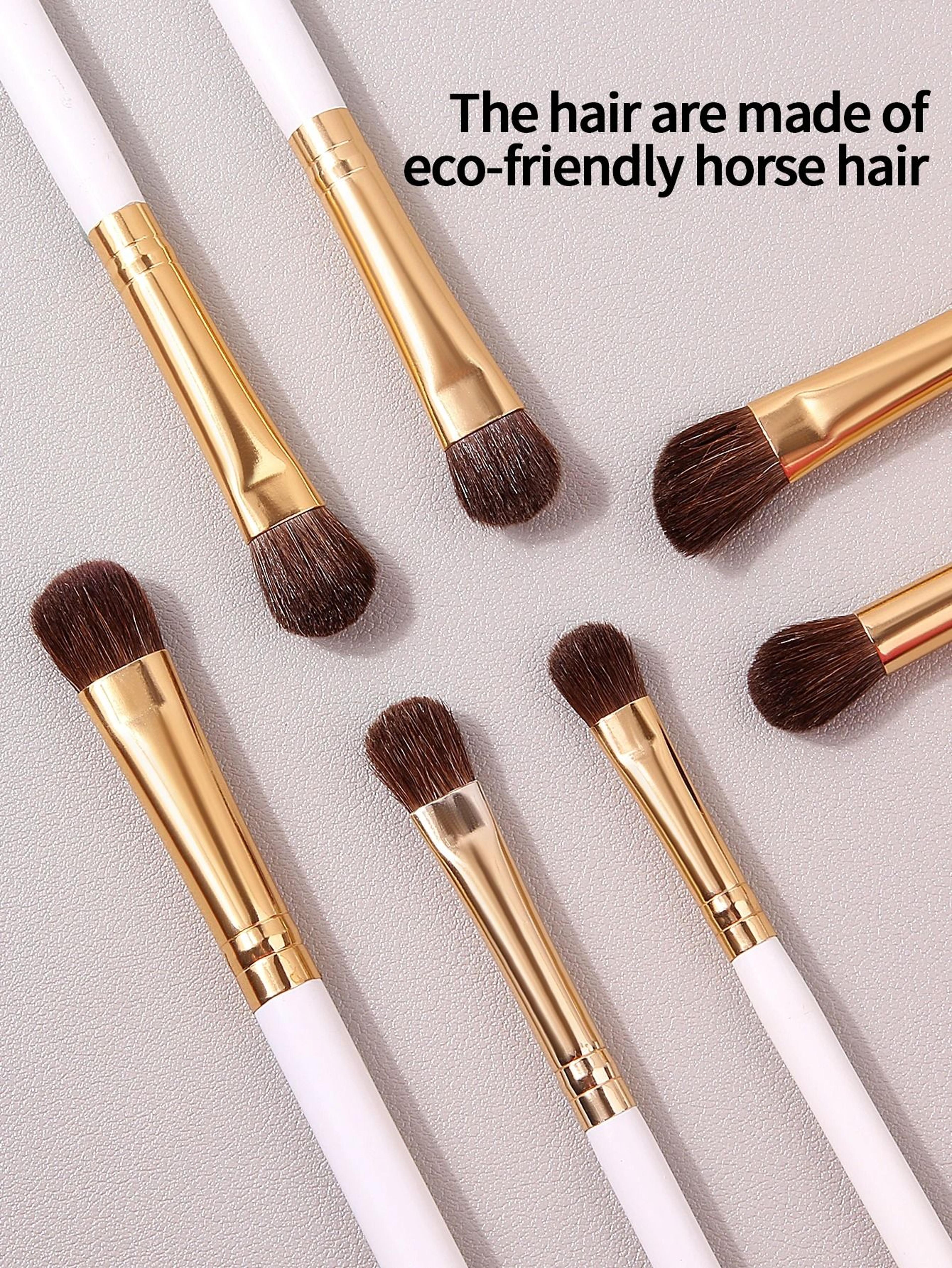 7Pcs Professional Eye Shadow Makeup Brush Set Natural Pony Hair Blending Smudge Shader Kit 2