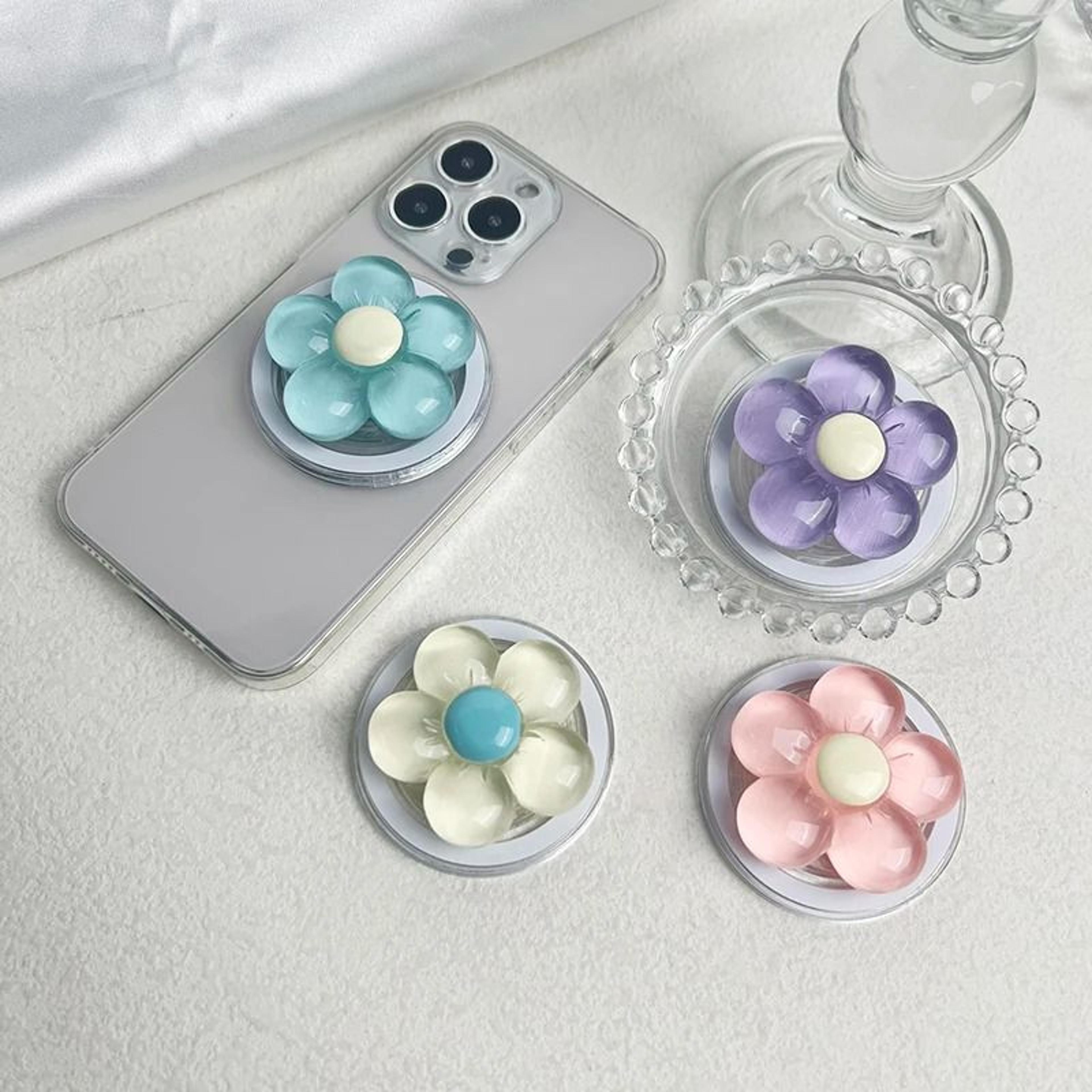 Magnetic Cute Floral Retractable Grip For MagSafe IPhone CandyColored Resin Flower Stand 1