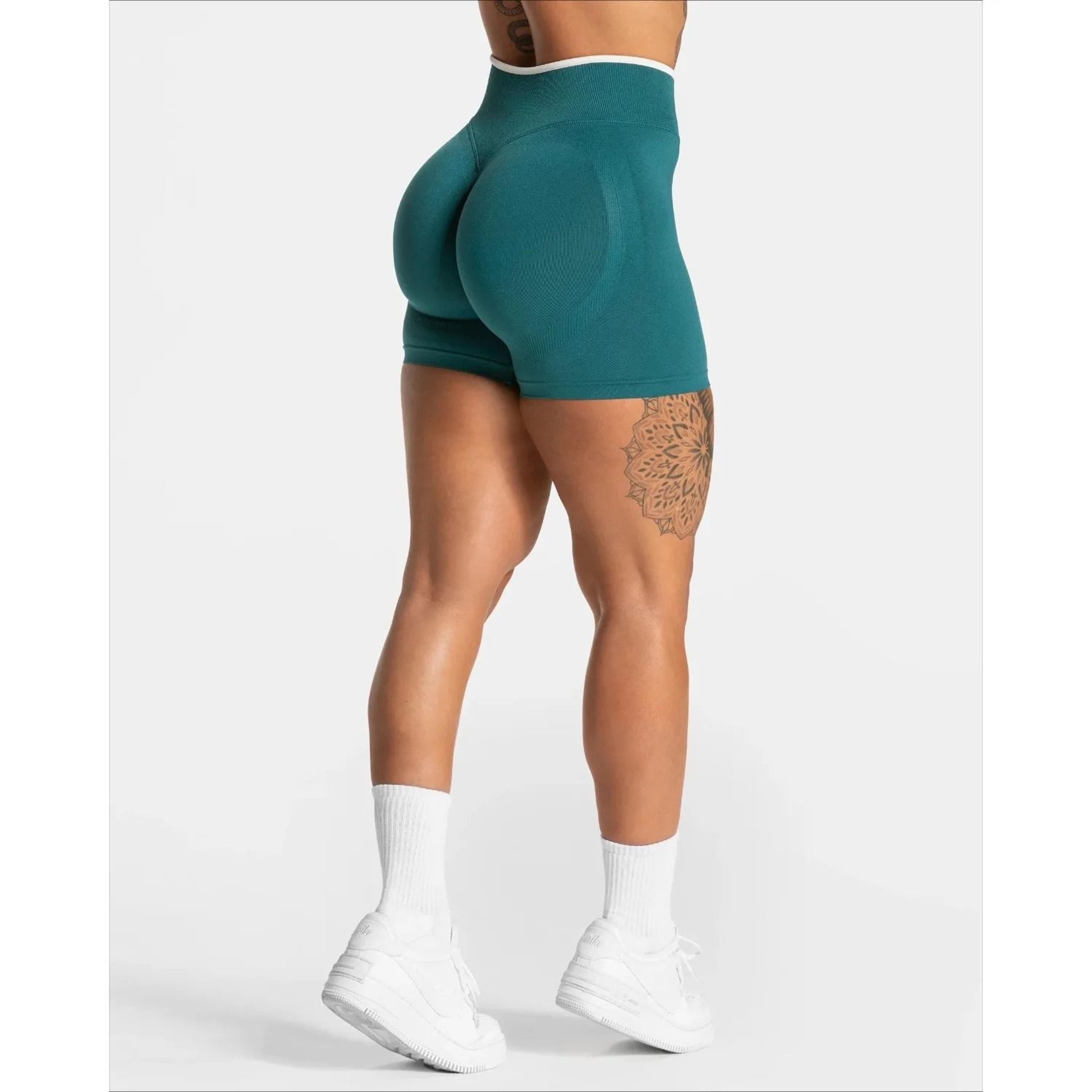 Womens Seamless HighWaist Gym Shorts  Solid Color HipLifting Yoga  Running Performance System 11