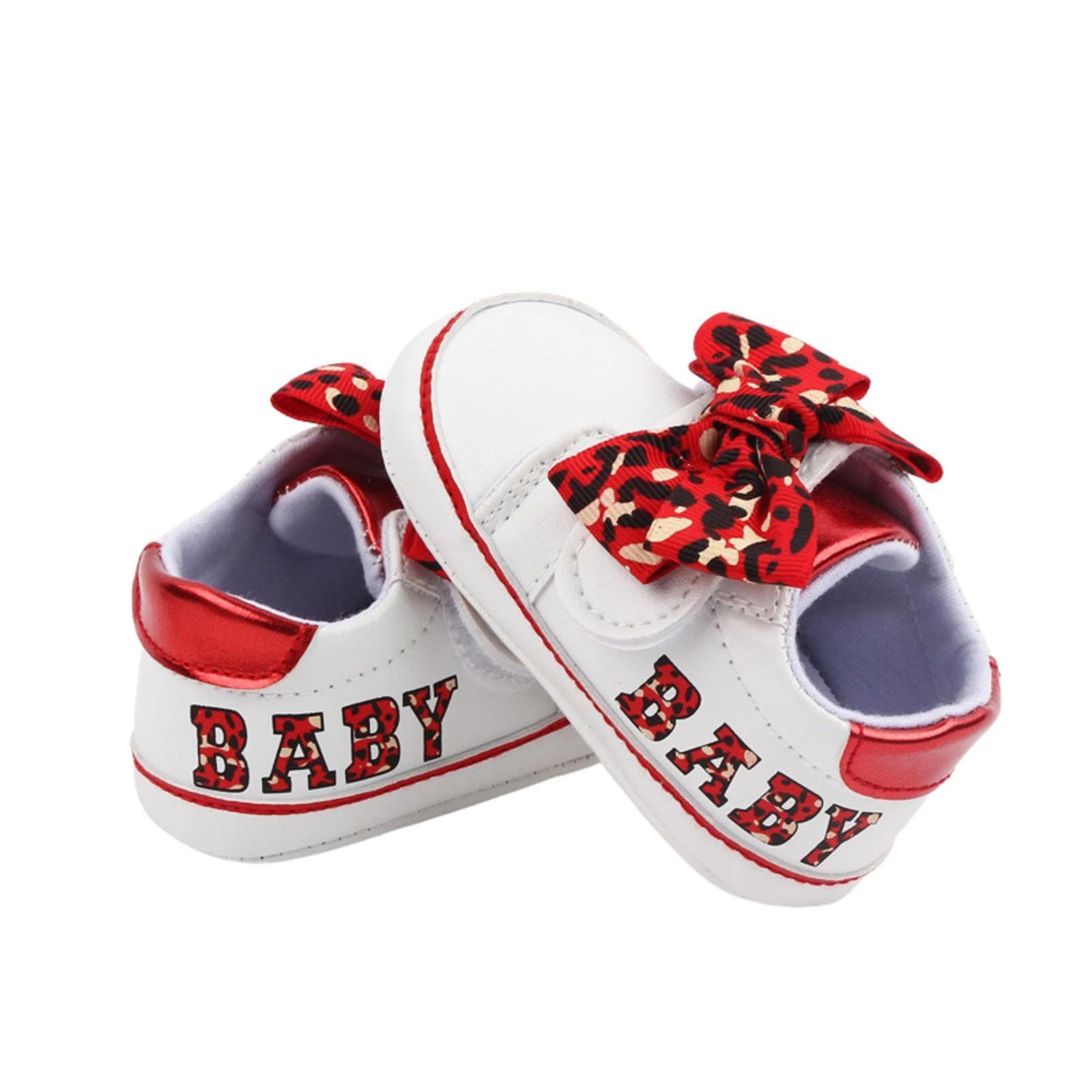 Citgeett Autumn Infant Sneakers  Baby Girl Leopard Print Bow  Letter First Walking System 6