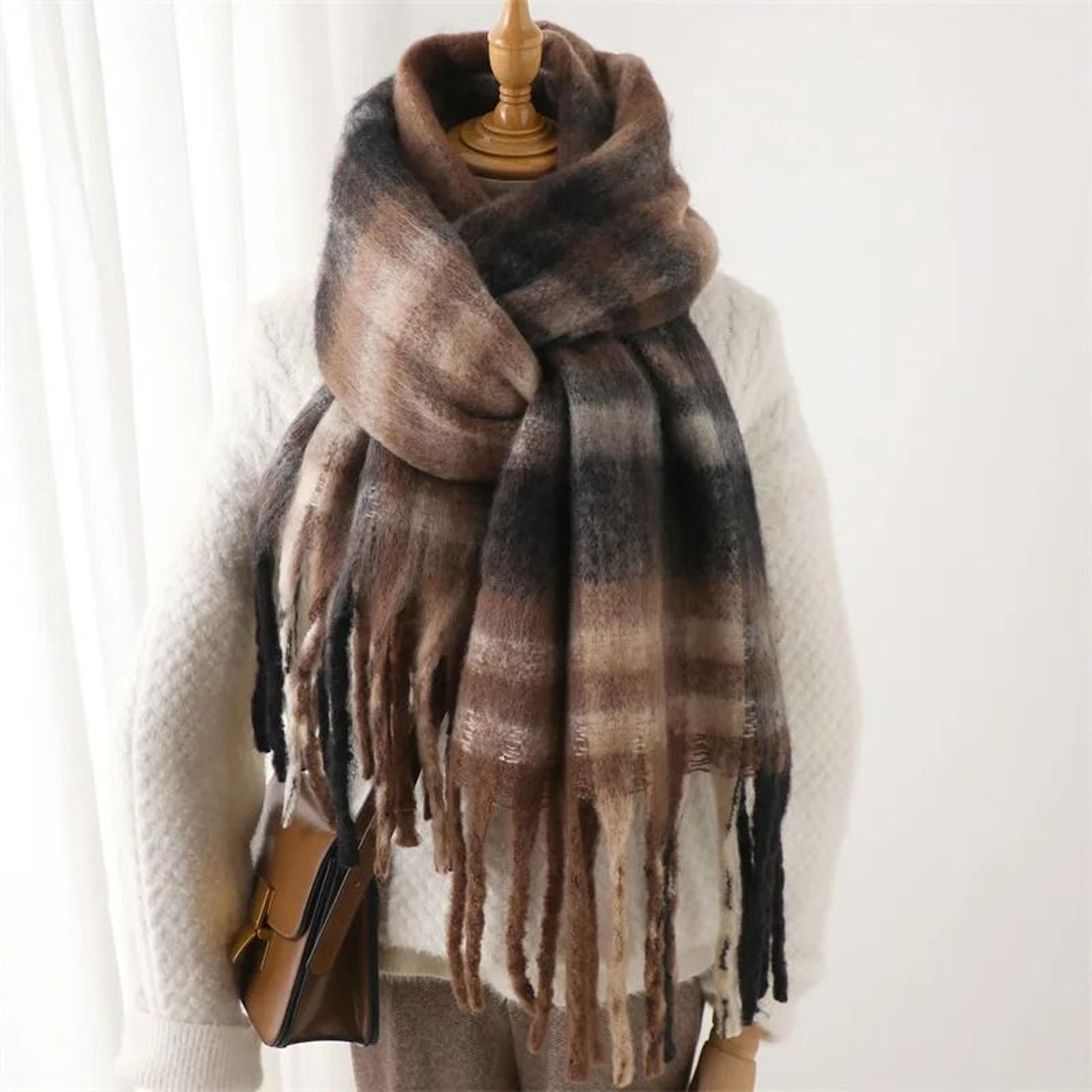 Korean Winter Imitation Cashmere Scarf  Premium Thick Warm Shawl  Tassel Blanket System 10