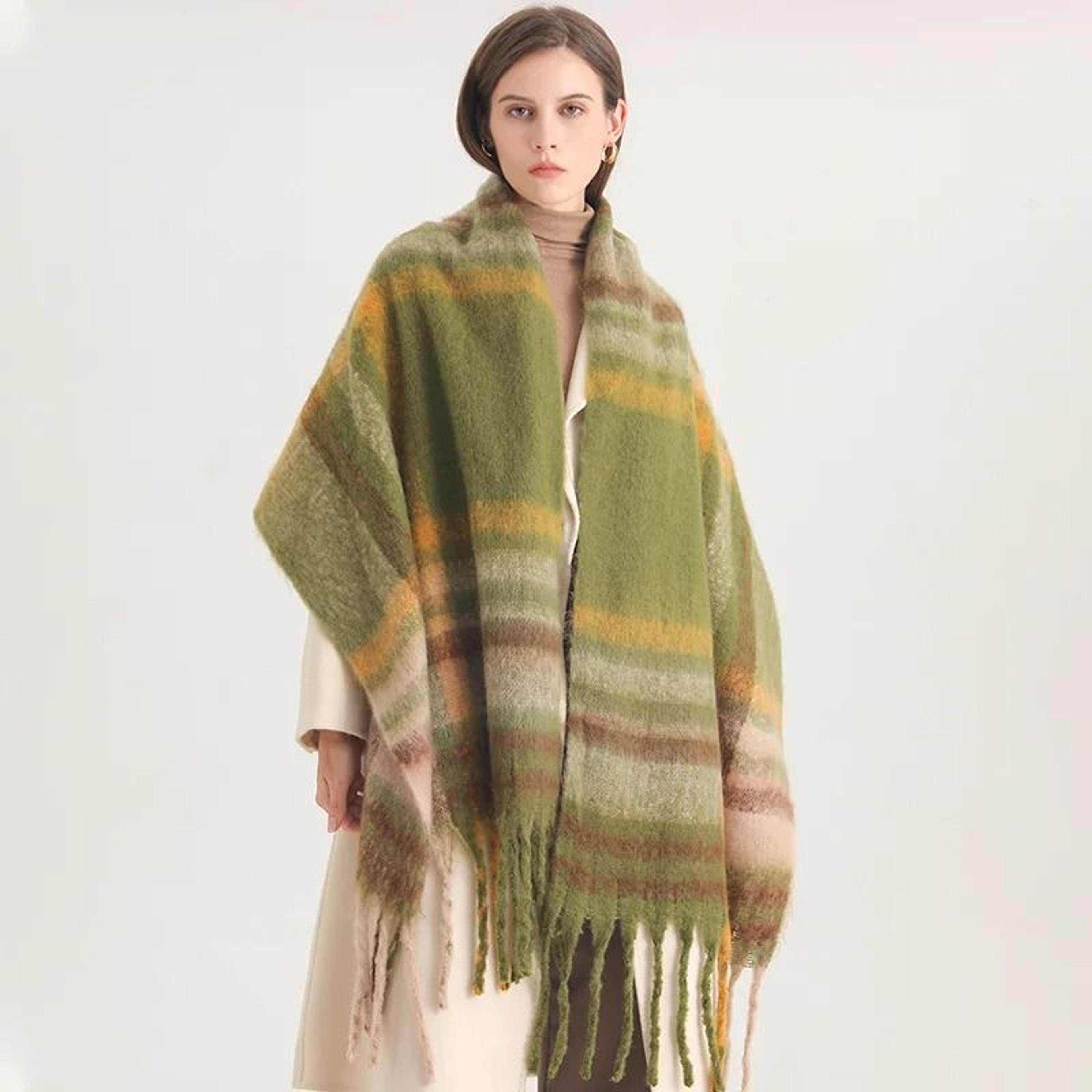 Korean Winter Imitation Cashmere Scarf  Premium Thick Warm Shawl  Tassel Blanket System 3