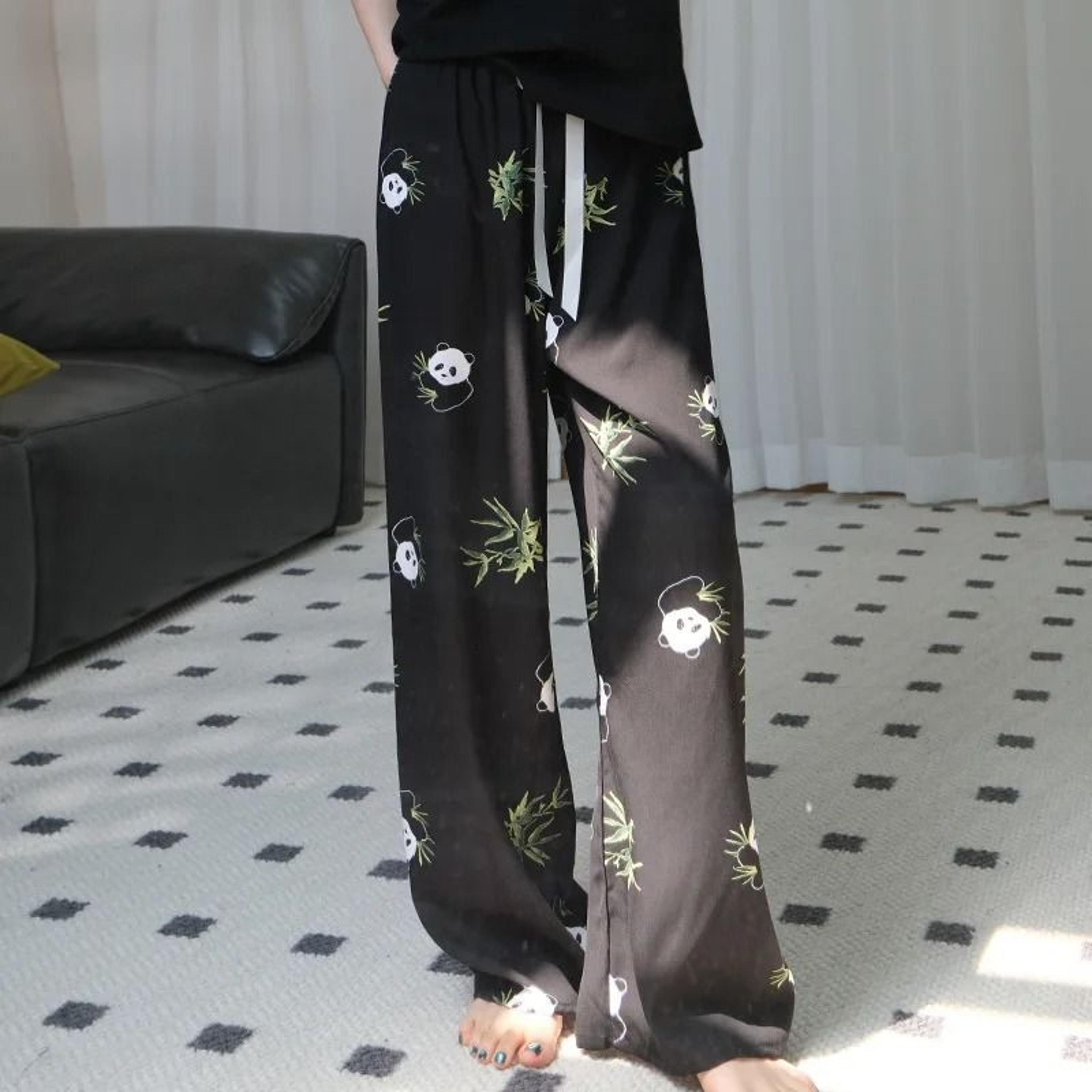 Womens Floral Viscose WideLeg Pants  AntiMosquito Drape  Loose Straight Pajama System 20