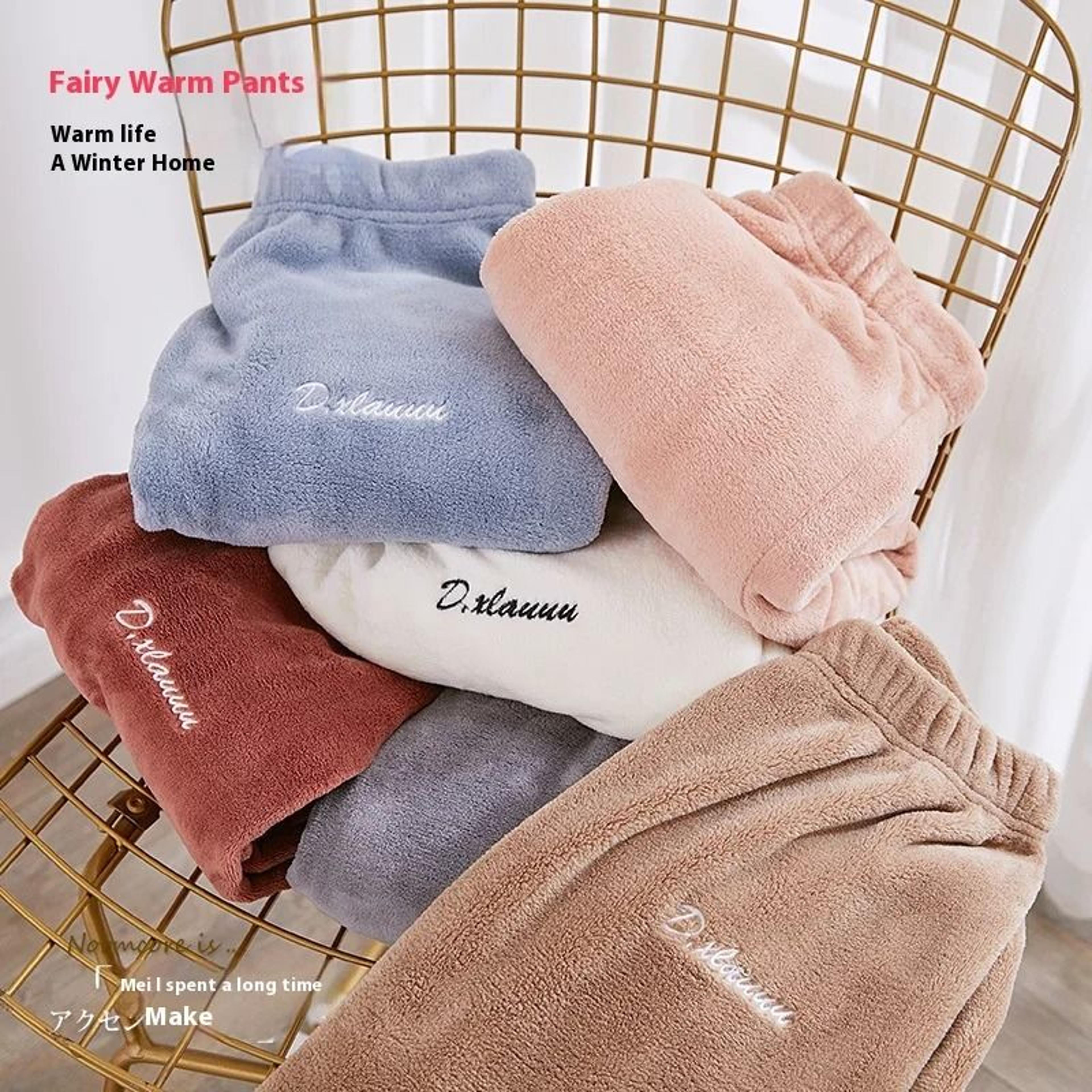 Womens Thickened Coral Fleece Pajama Pants  Winter Warm Fairy Homewear  Student Thermal Sleepwear S 2