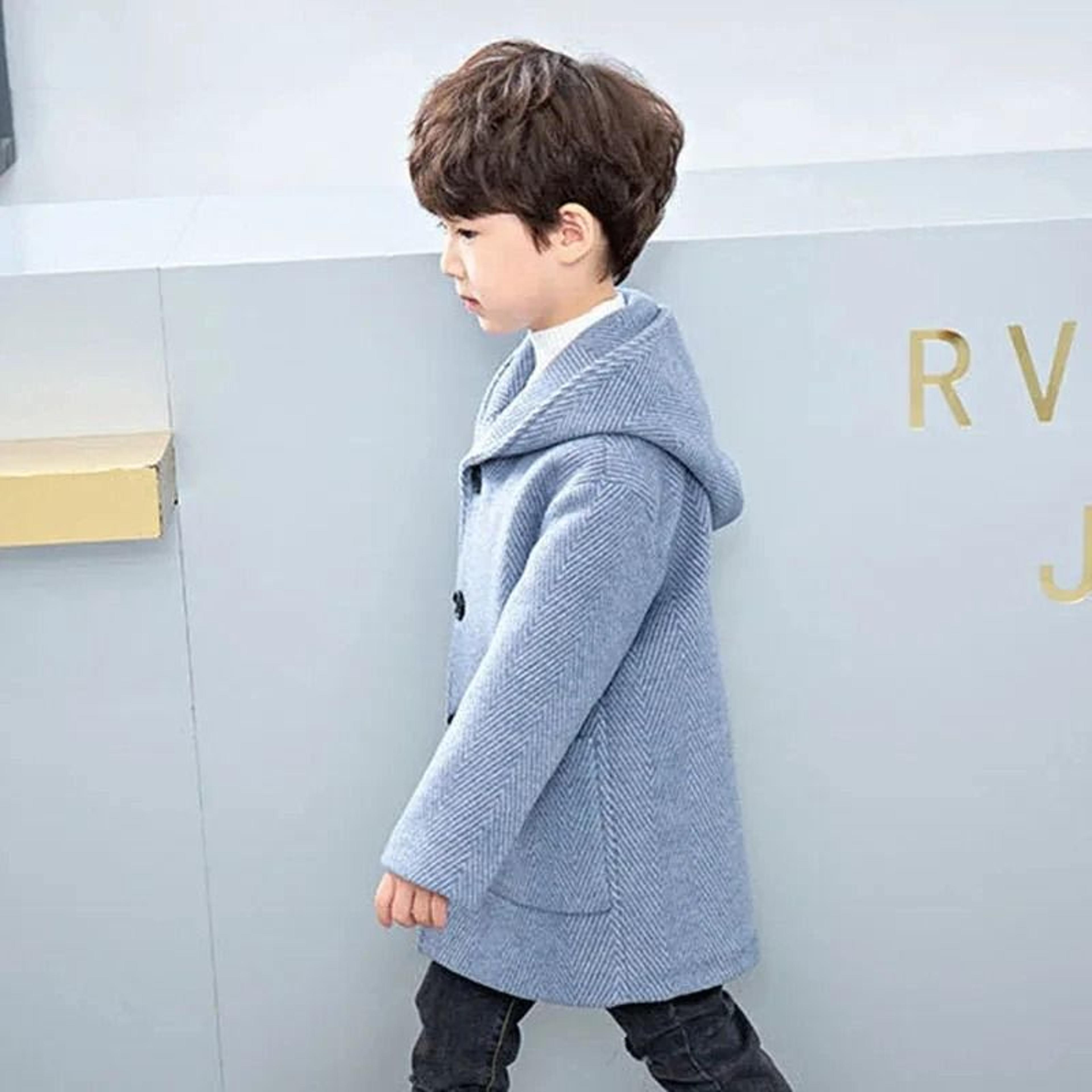 Boys Korean Handsome Woolen System  2024 Fashion Thickening Jacket  MidLength Childrens Outerwear I 4