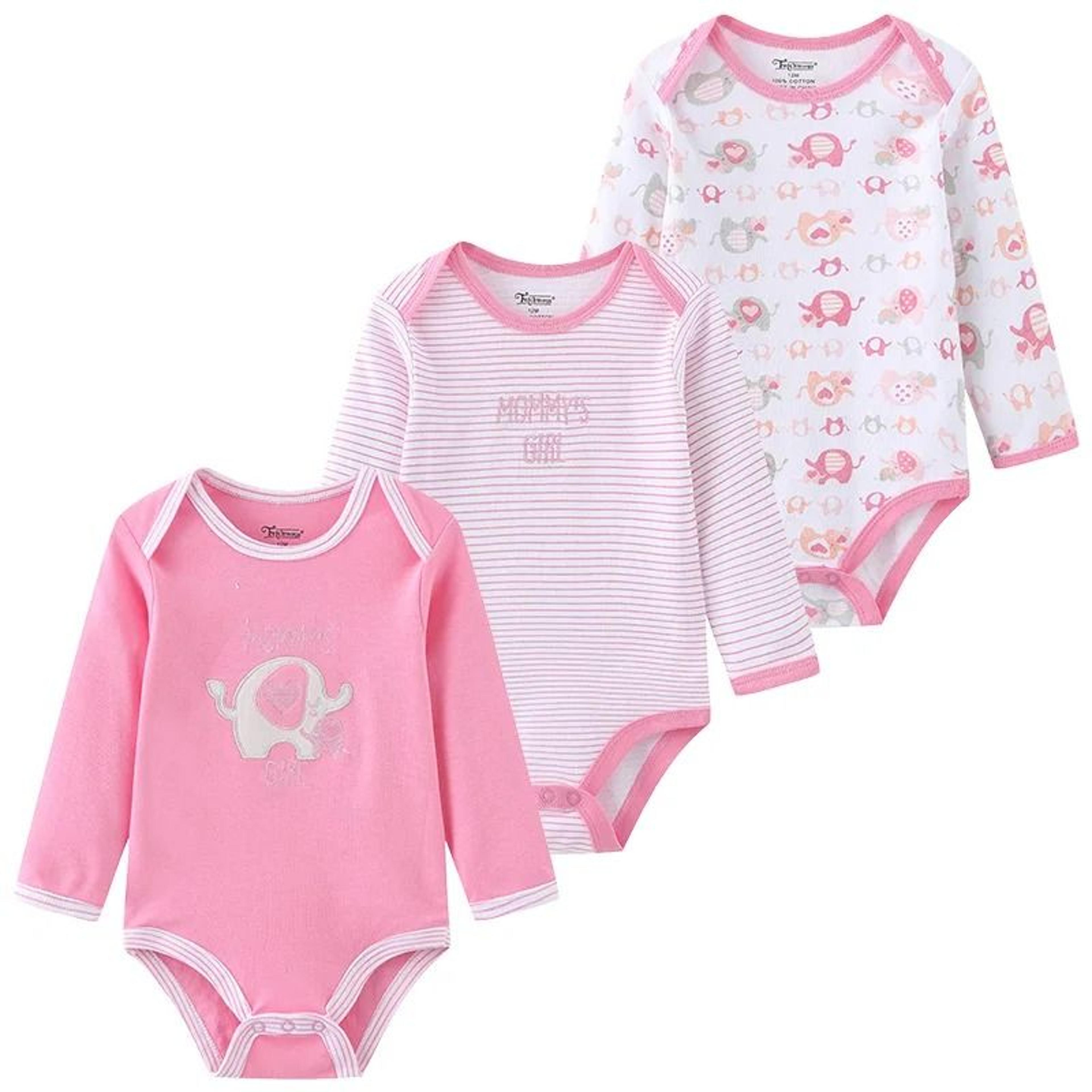 Kiddiezoom 3Pack Newborn Cartoon Bodysuits  Premium 100 Cotton Long Sleeve Soft Infant Onesies 9