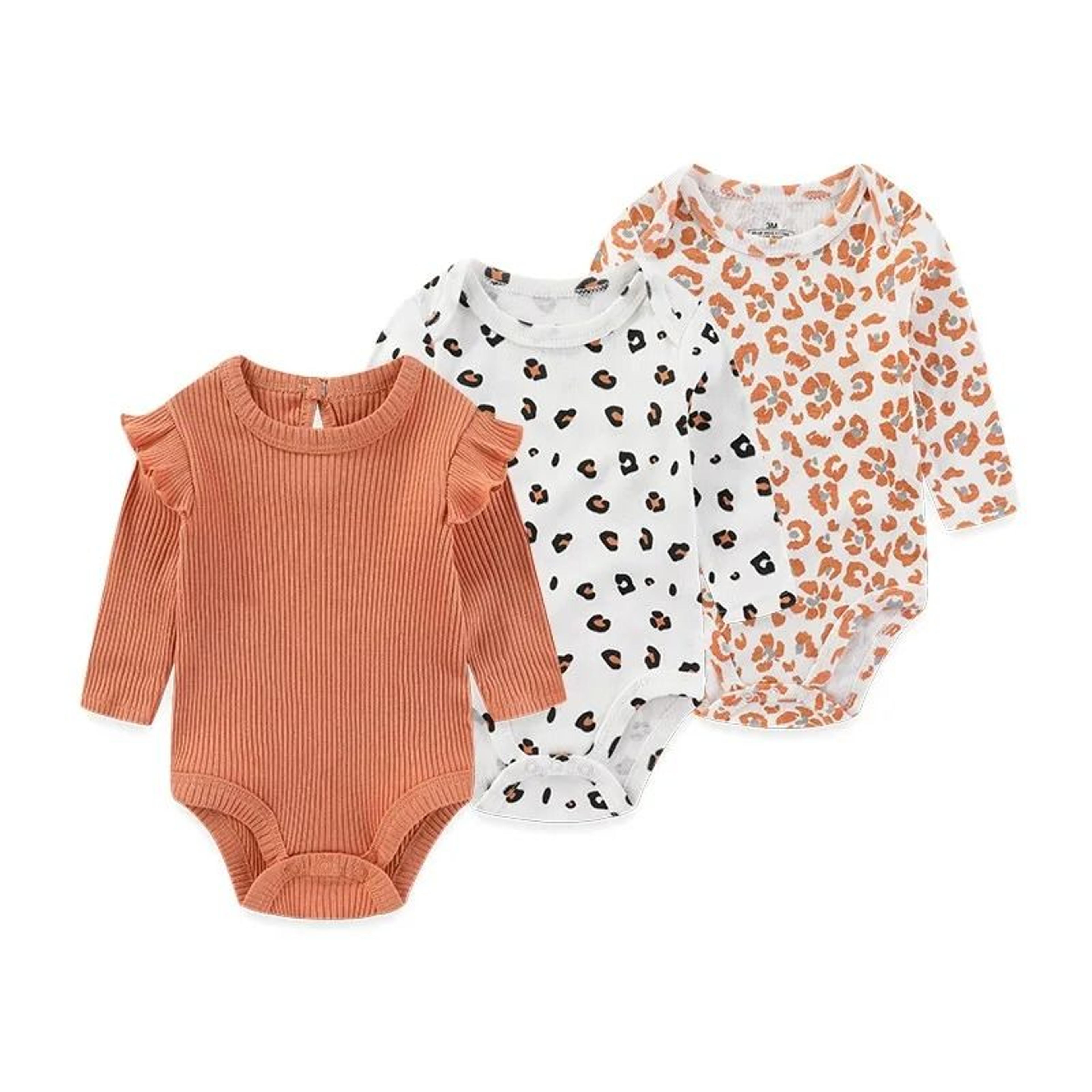 Kiddiezoom 3Pack Newborn Cartoon Bodysuits  Premium 100 Cotton Long Sleeve Soft Infant Onesies 16