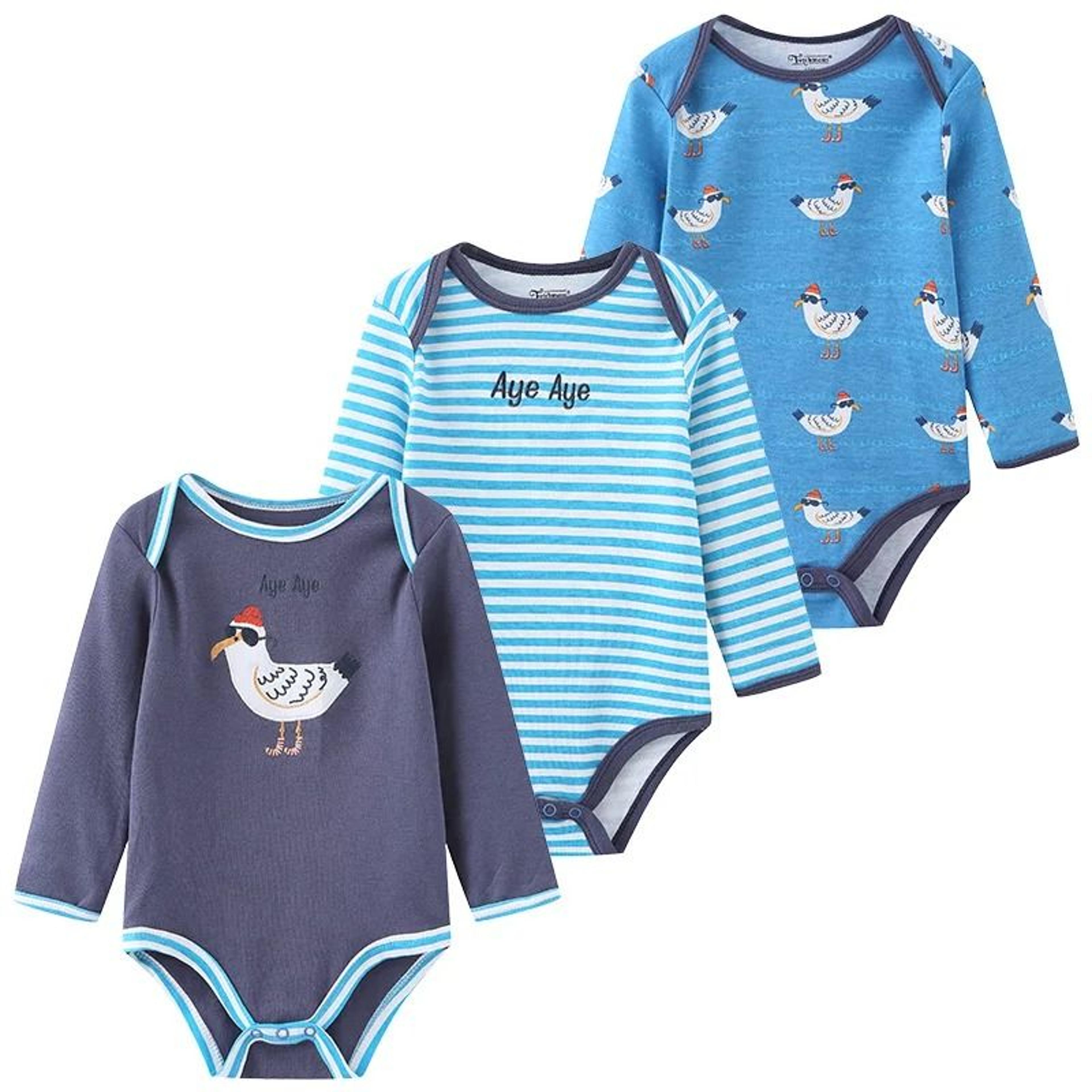 Kiddiezoom 3Pack Newborn Cartoon Bodysuits  Premium 100 Cotton Long Sleeve Soft Infant Onesies 20