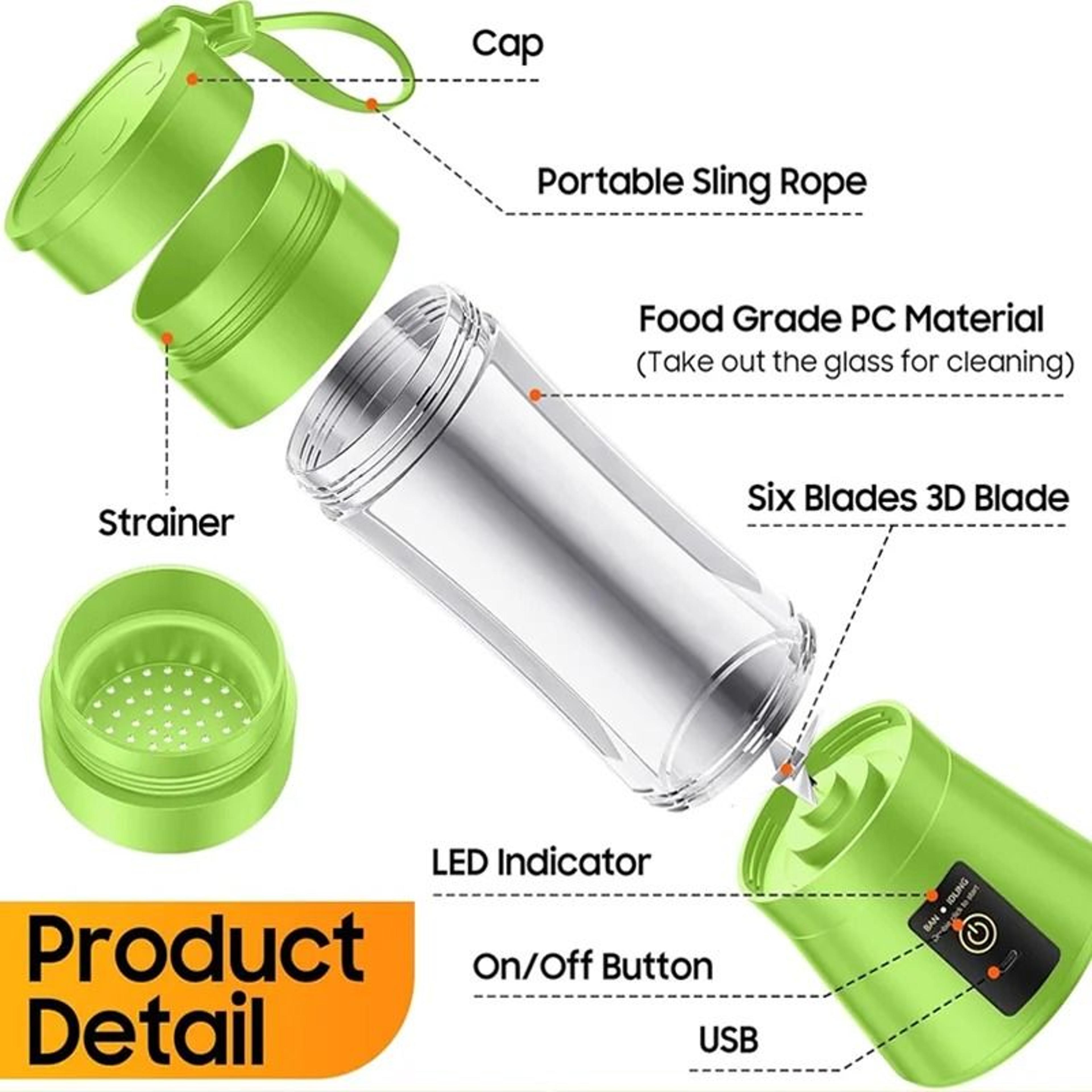 380ml Portable Juicer Blender  Premium Mini USB Rechargeable Smoothie Cup  Fitness Travel Nutrition 4