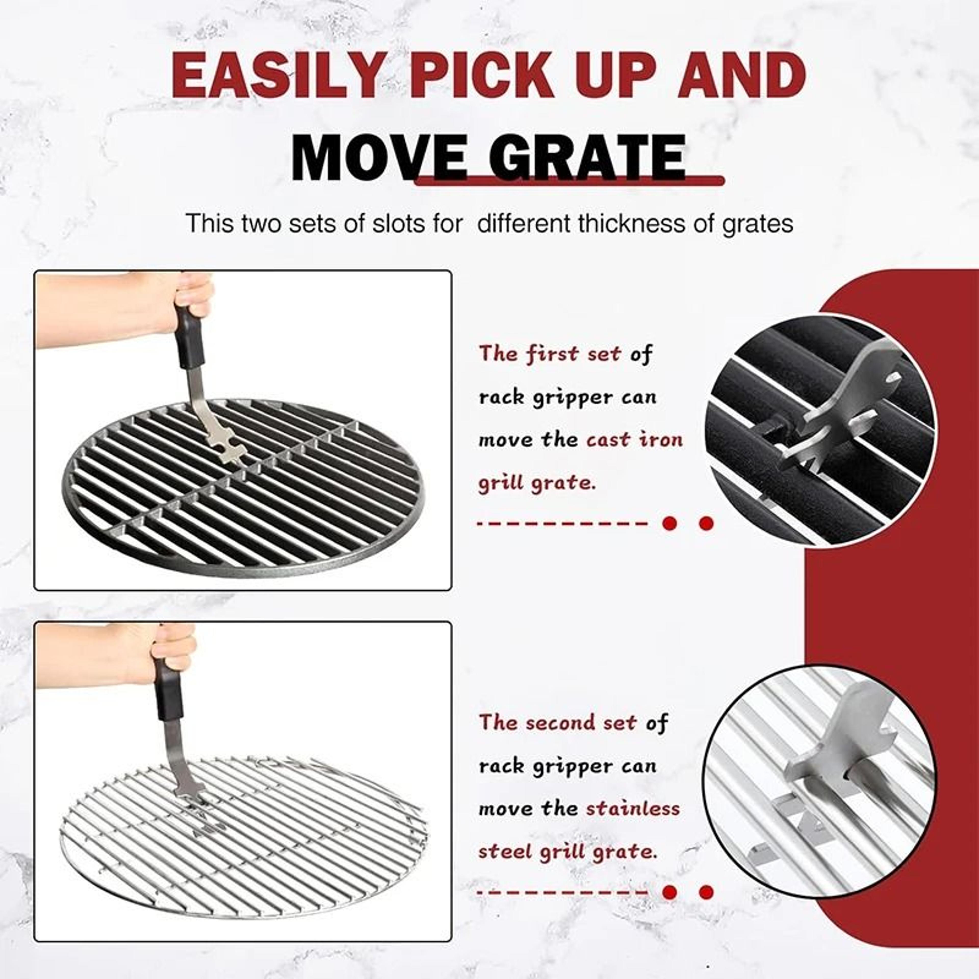Universal Grill Grate Lifter Tool  Premium Cast Iron Grid Gripper  BBQ Handle Clip Infrastructure 5
