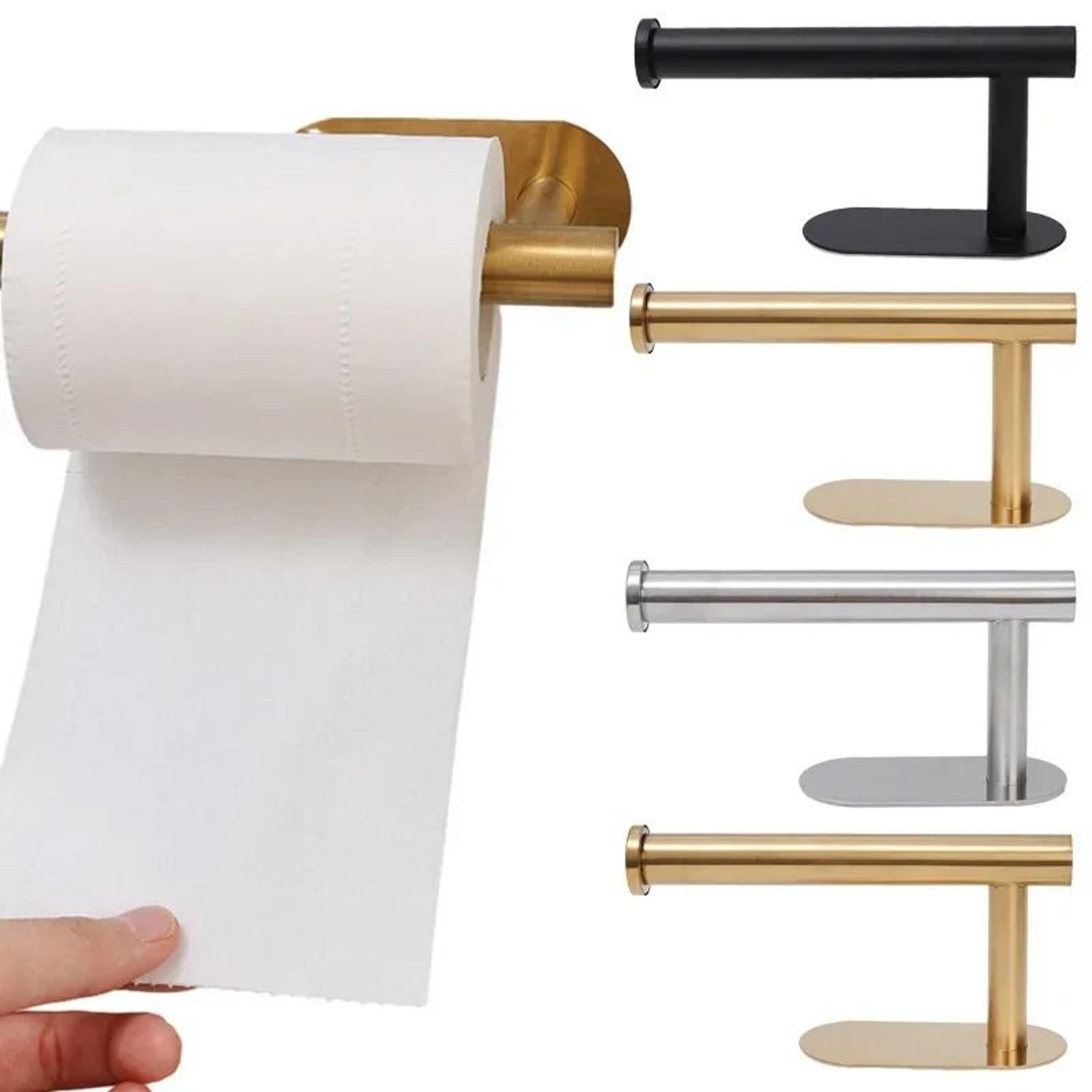 self-adhesive stainless steel toilet paper holder | premium no-drill wall mount tissue dispenser