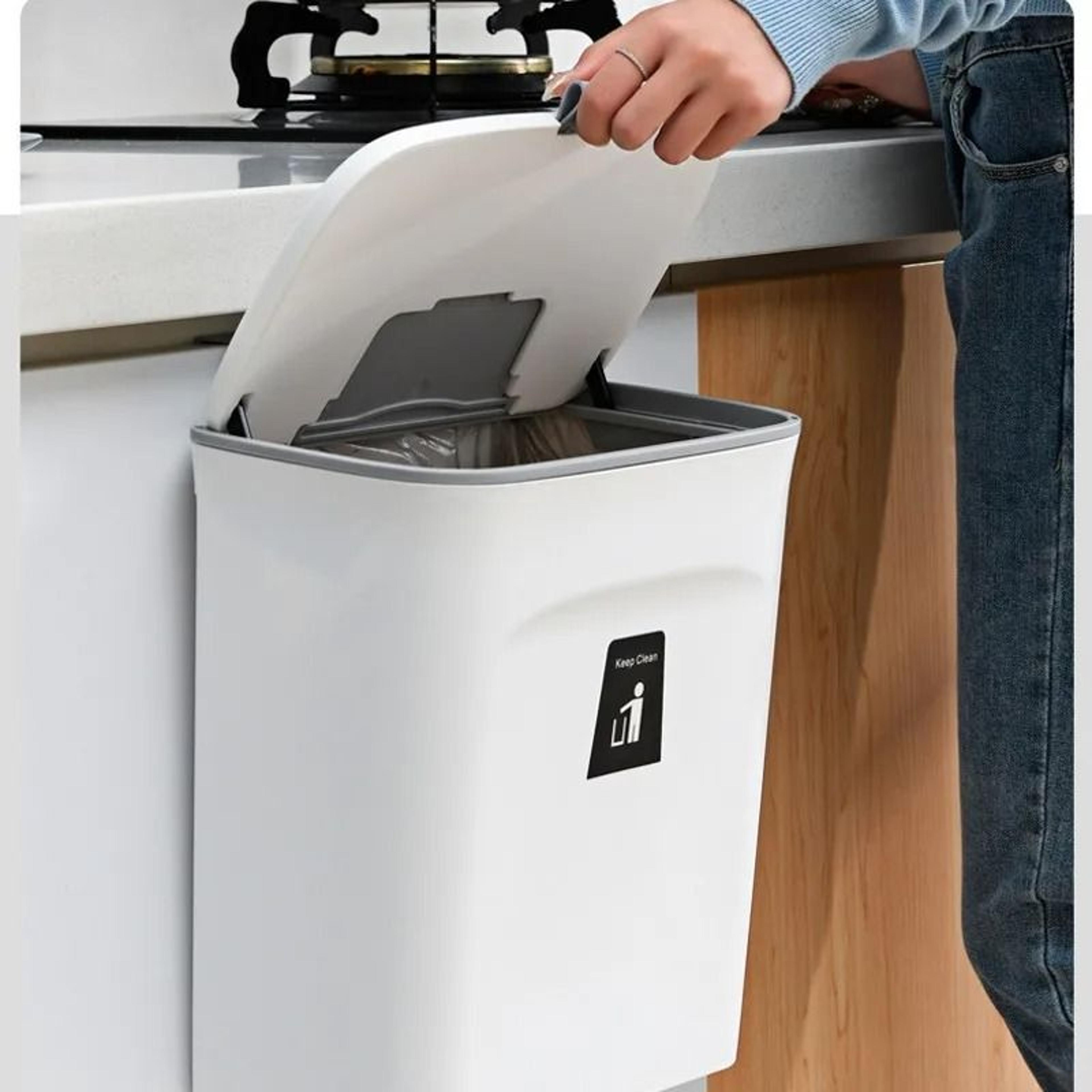 Hanging Trash Can With Lid Large Capacity Wall Mounted Kitchen Recycling Garbage Bin 3