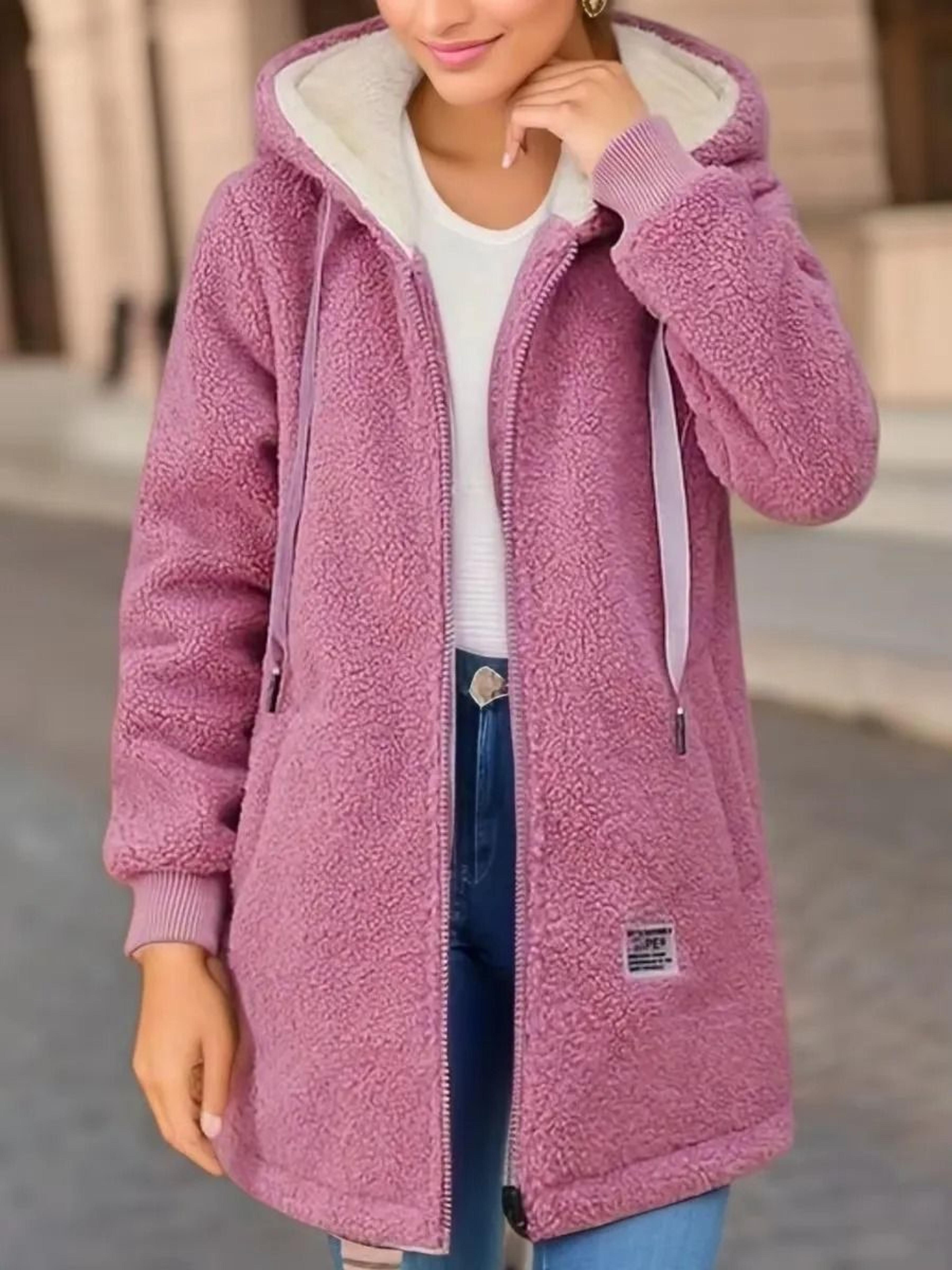Thickened FleeceLined Sweatshirt Womens Hooded Lamb Wool Jacket 4