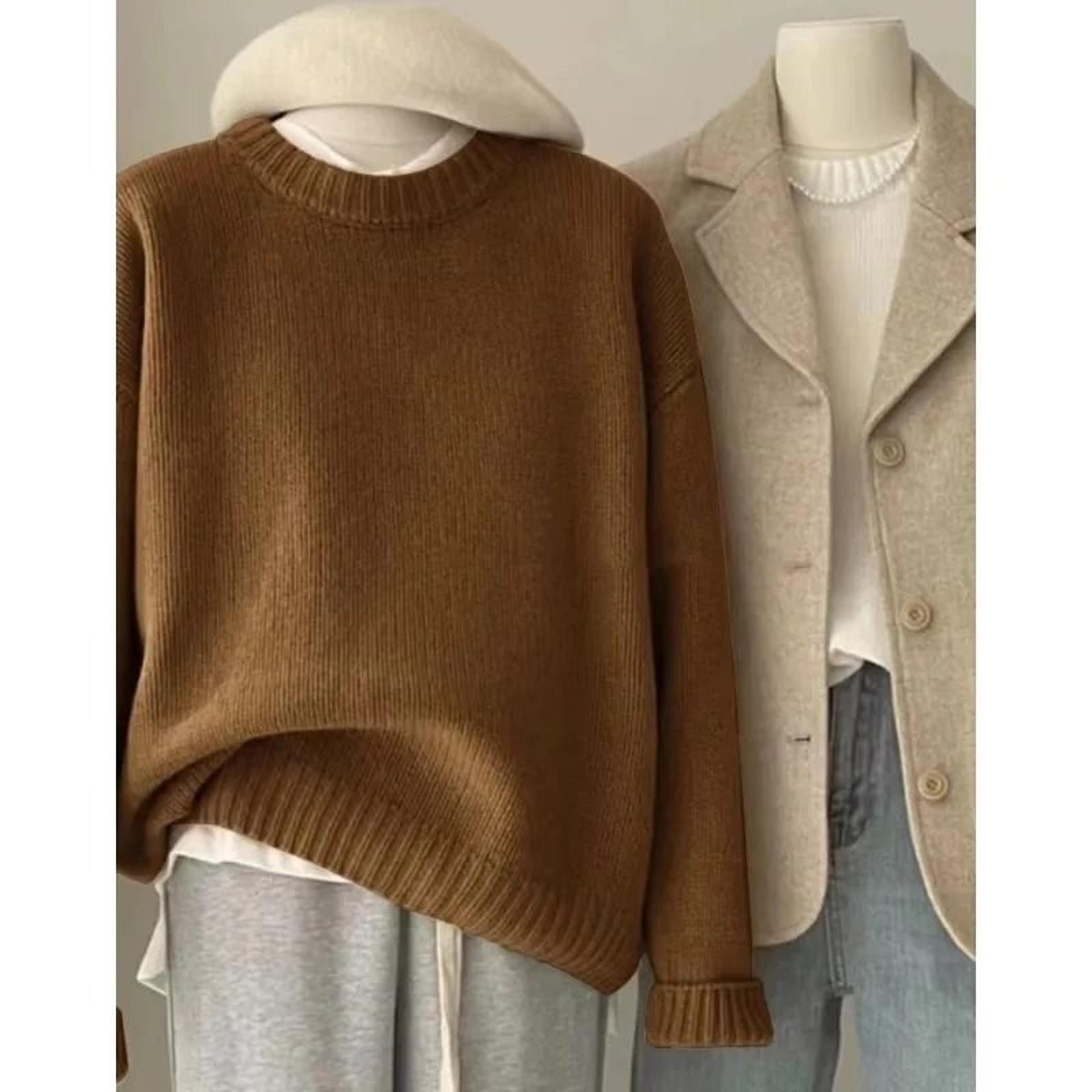 Soft Waxy Round Neck 100 Pure Cashmere Sweater Womens Loose Pullover 9