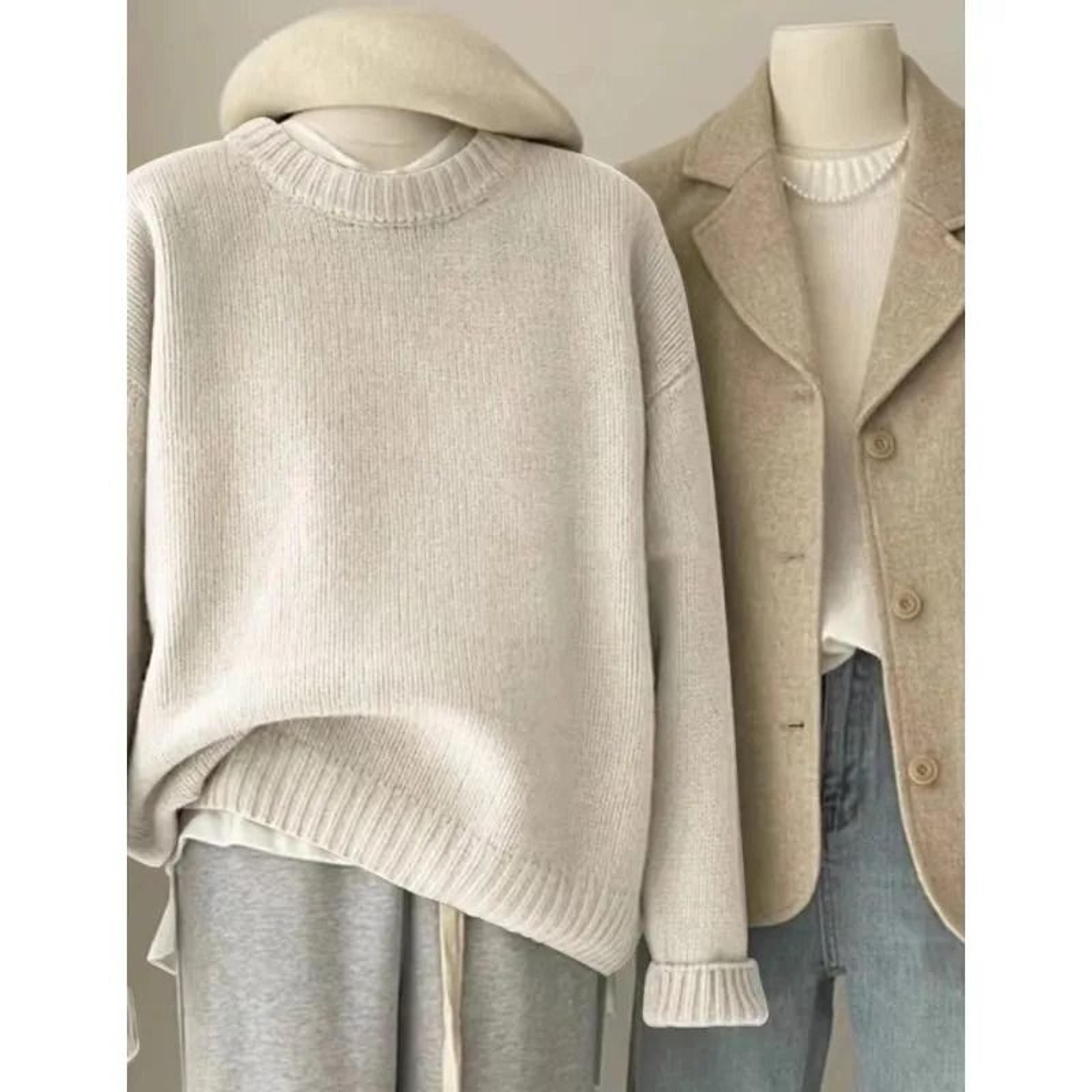 Soft Waxy Round Neck 100 Pure Cashmere Sweater Womens Loose Pullover 11