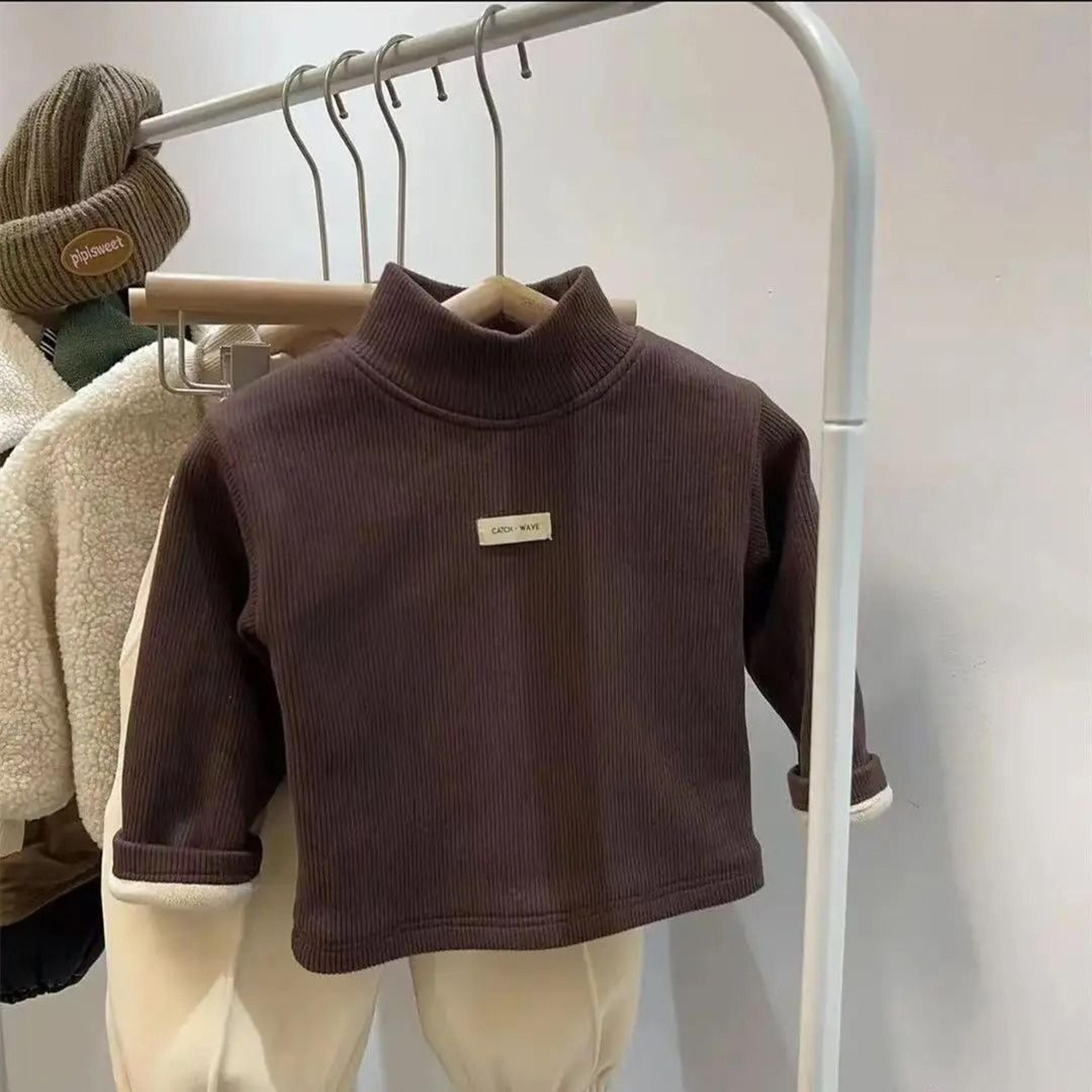 Childrens Autumn Winter Half High Neck Pullover Long Sleeve Bottom Shirt 7