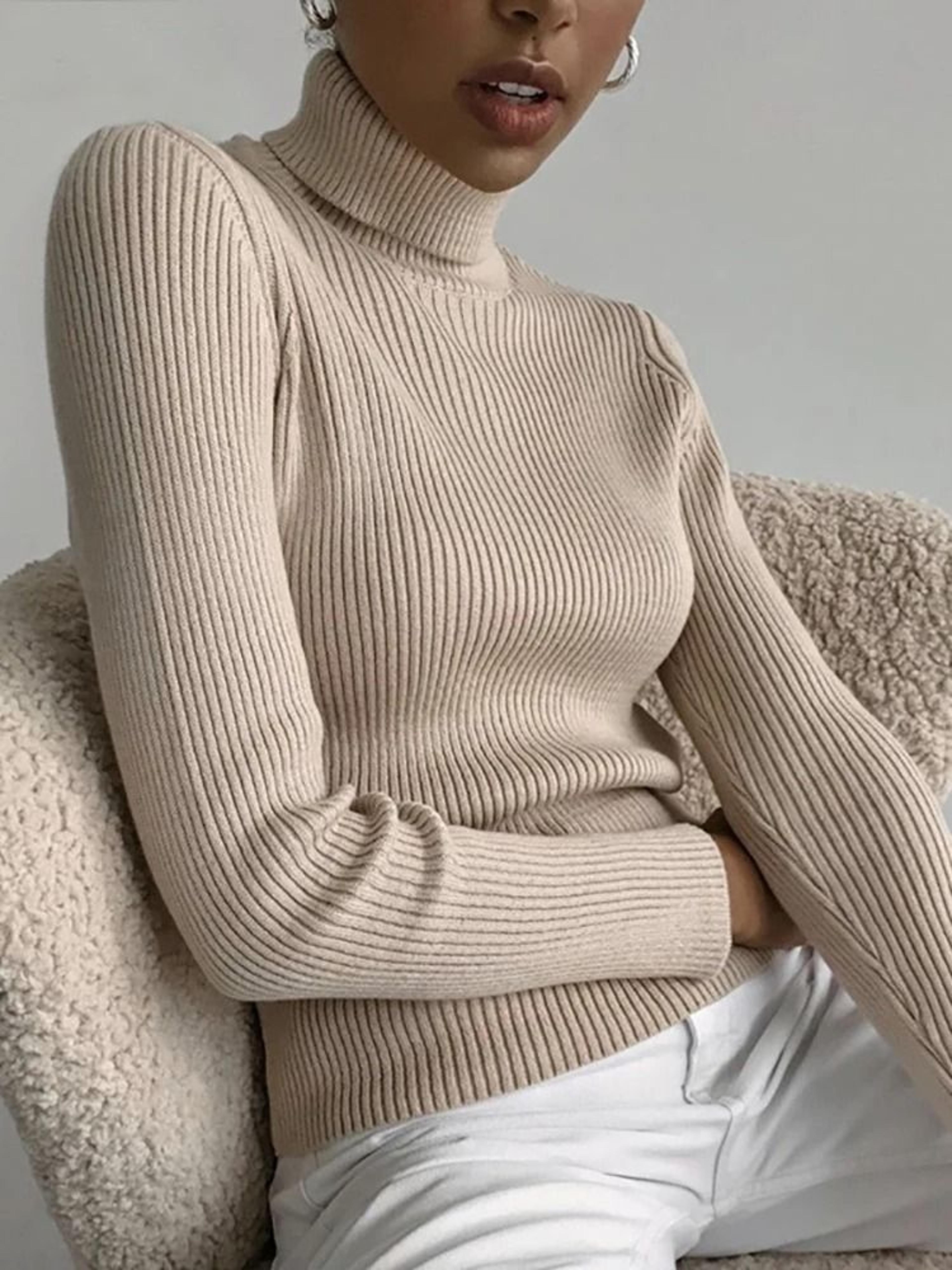 Womens Fall Turtleneck Sweater Knitted Soft Pullover Cashmere Jumper 1