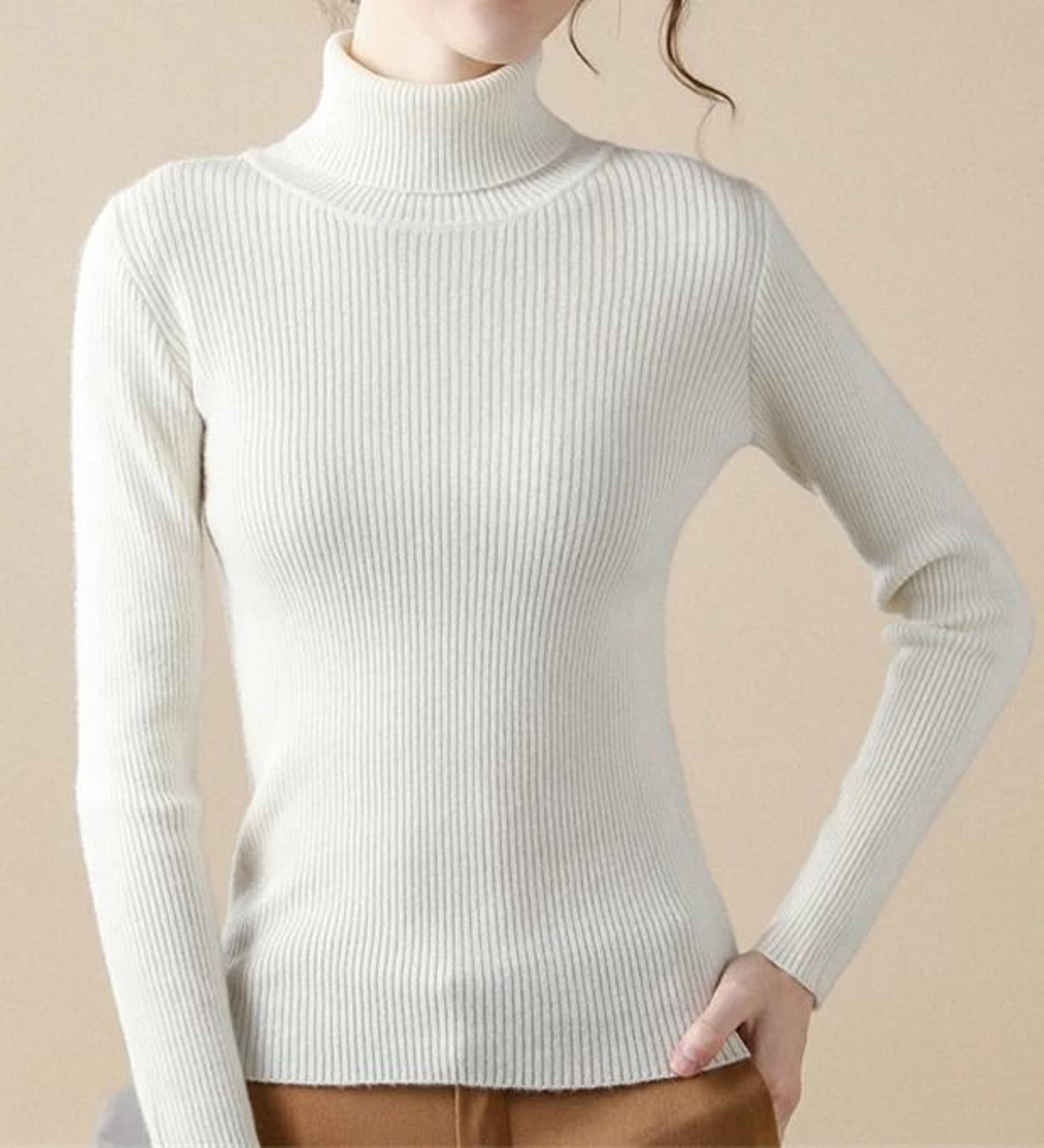 Womens Fall Turtleneck Sweater Knitted Soft Pullover Cashmere Jumper 15