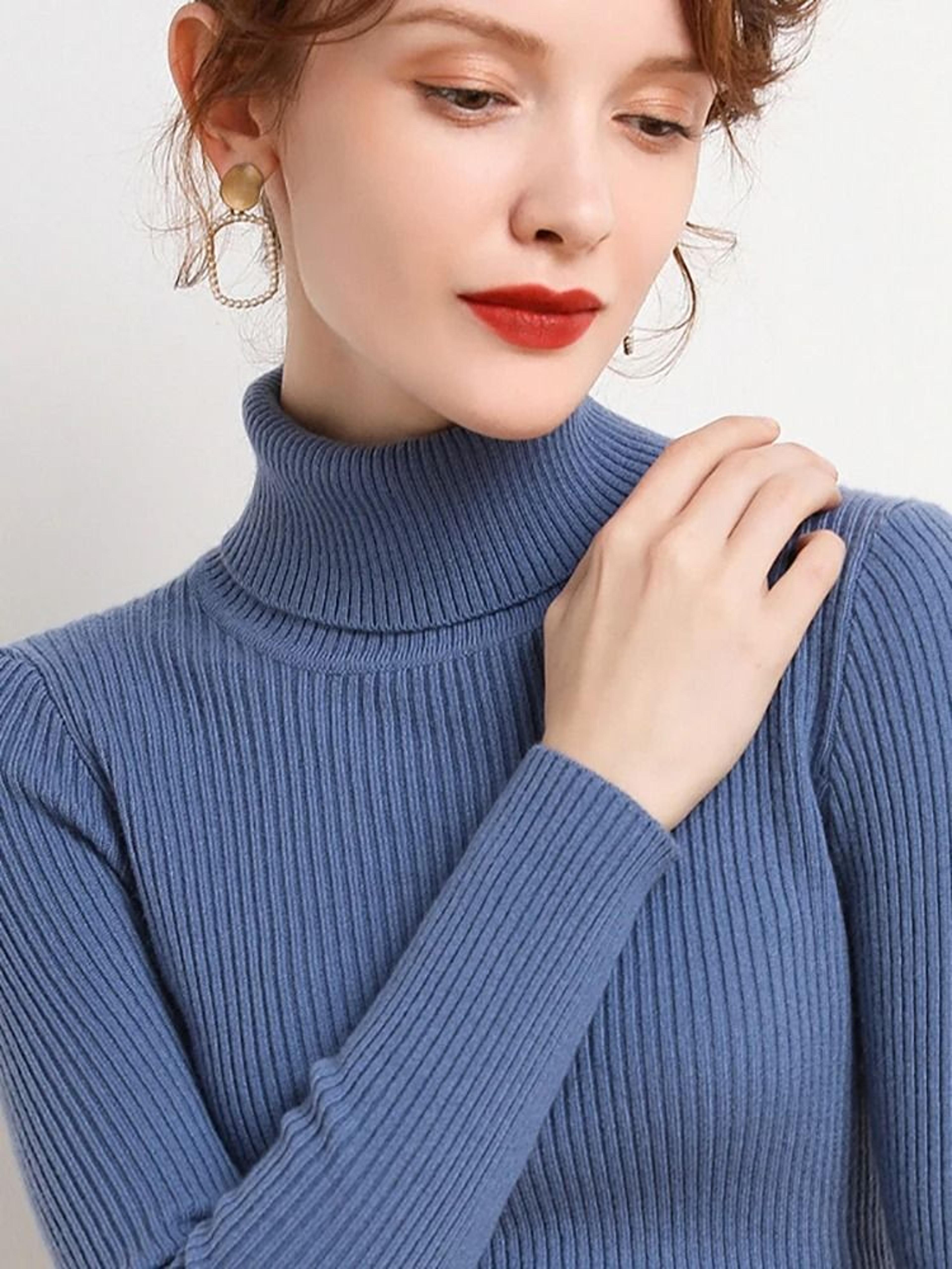 Womens Fall Turtleneck Sweater Knitted Soft Pullover Cashmere Jumper 22