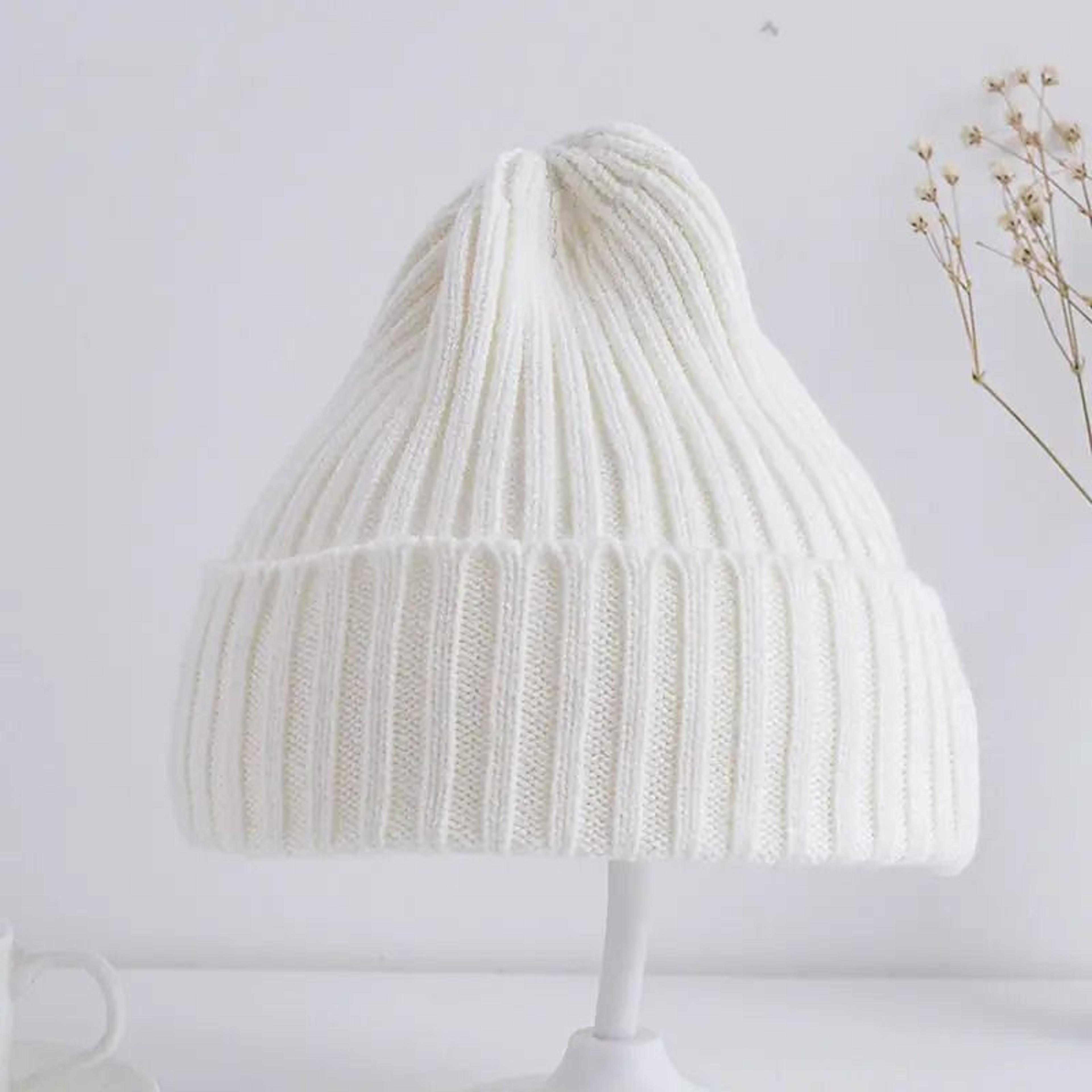 Baby Kids Ribbed Knitted Beanie Hat Windproof Toddler Photography Accessory 1