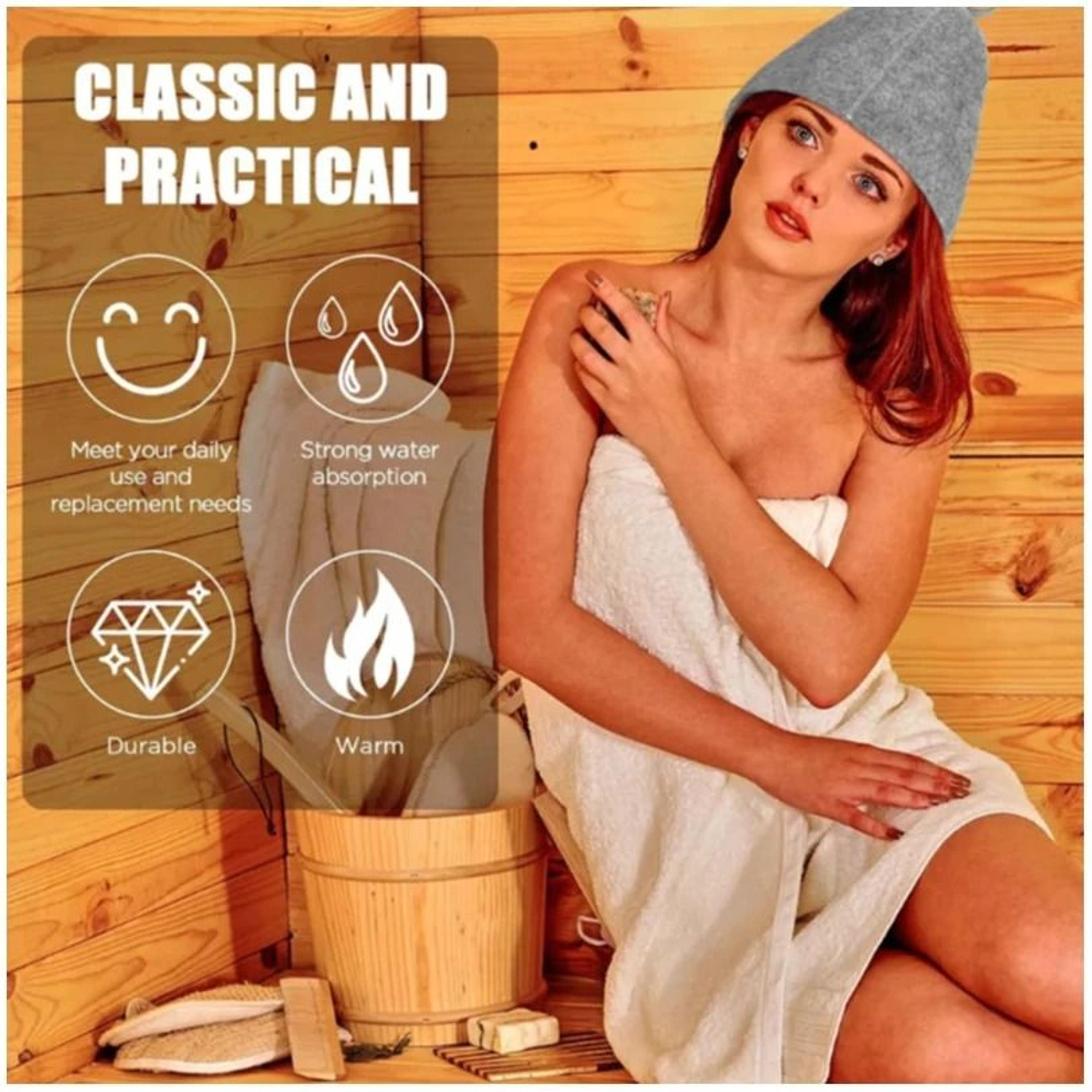 AntiHeat Thicken Wool Felt Sauna Hat Bathroom Shower Cap  Hair Turban 3