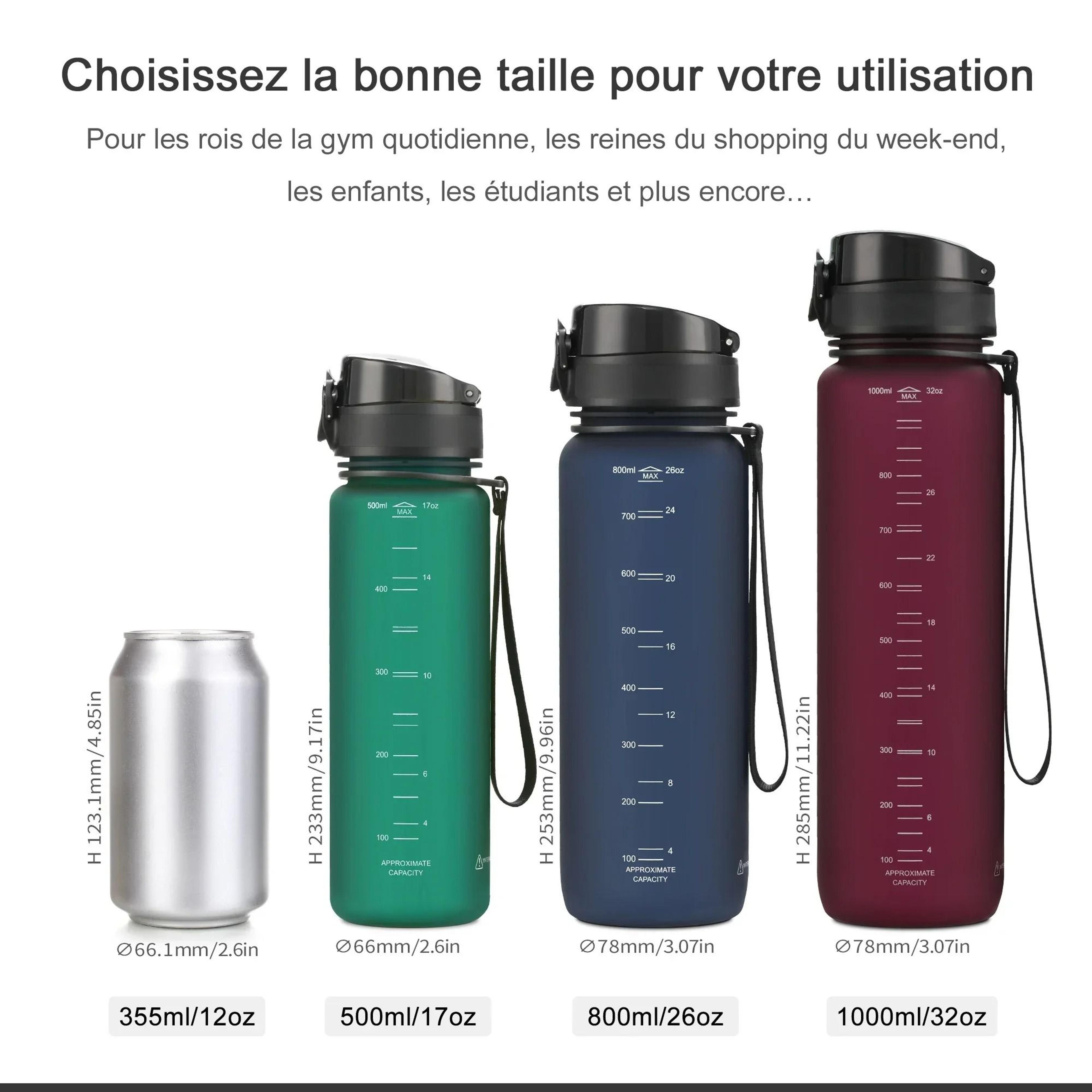 Sports Water Bottle Tritan Plastic Leakproof Shaker Outdoor Travel Drinkware 350 Ml 5