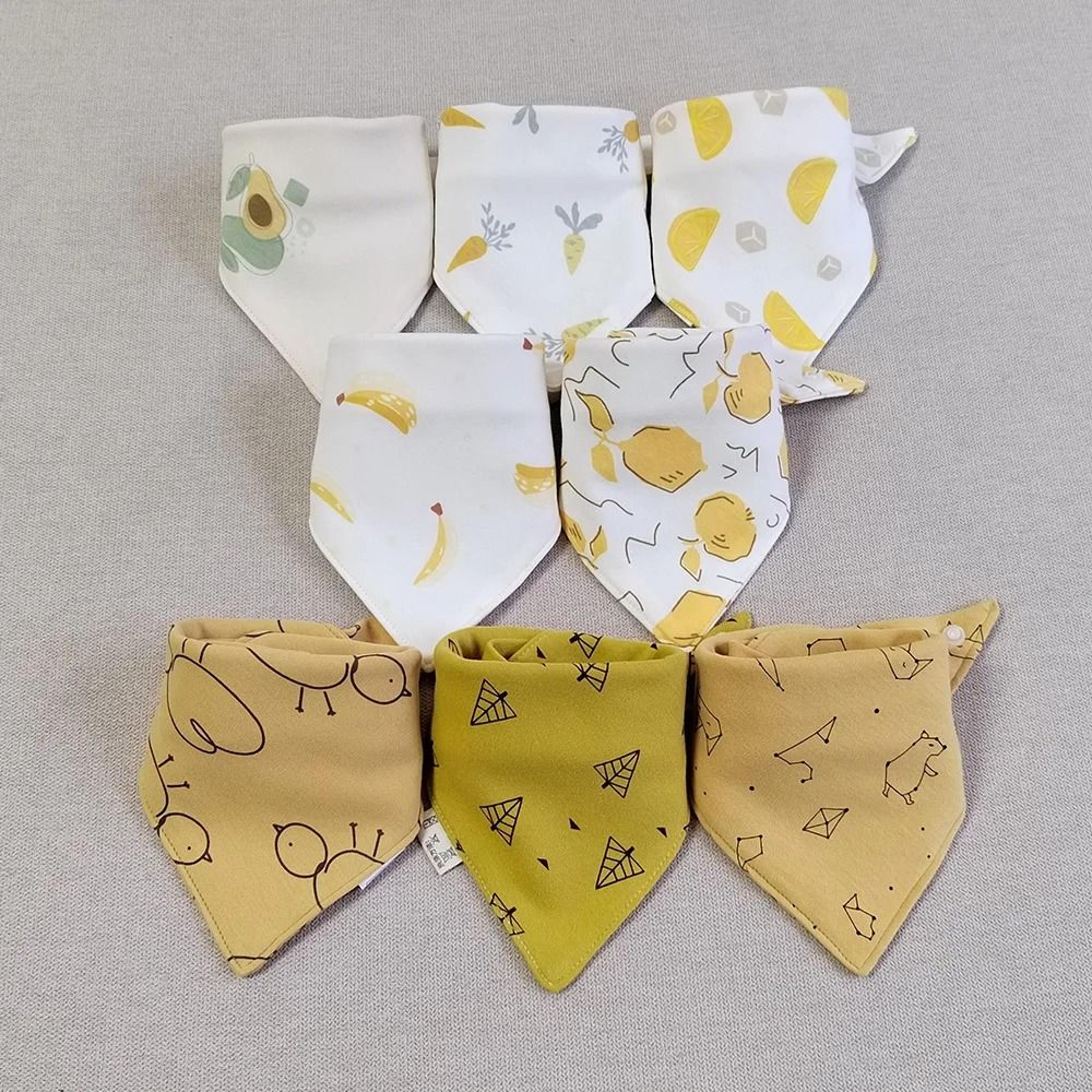 8PCS Baby Triangle Bibs  Burp Cloths Double Layer Cotton Saliva Towels 1