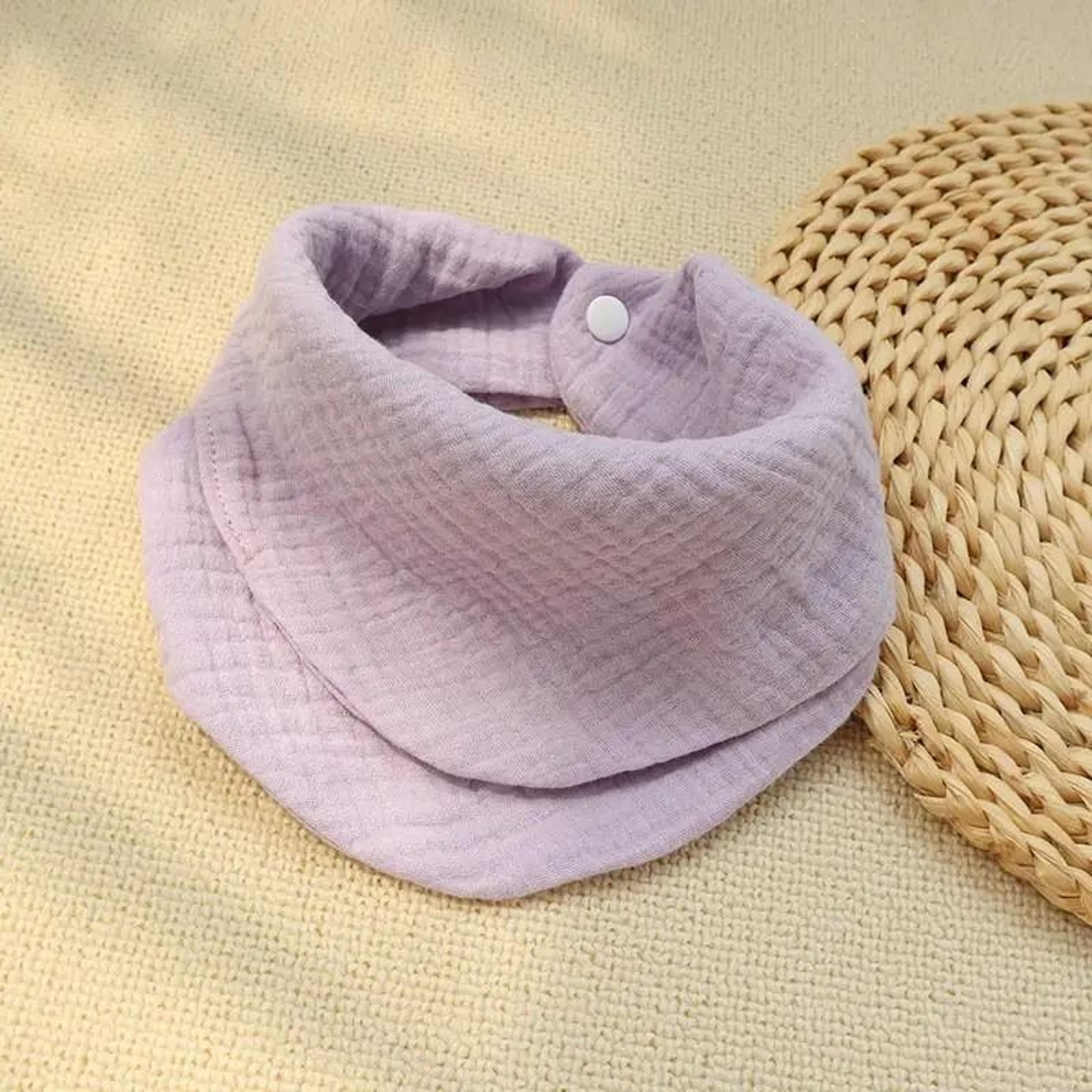 Newborn Soft Cotton Burp Cloths Solid Color Baby Drool Bandana Bib 6