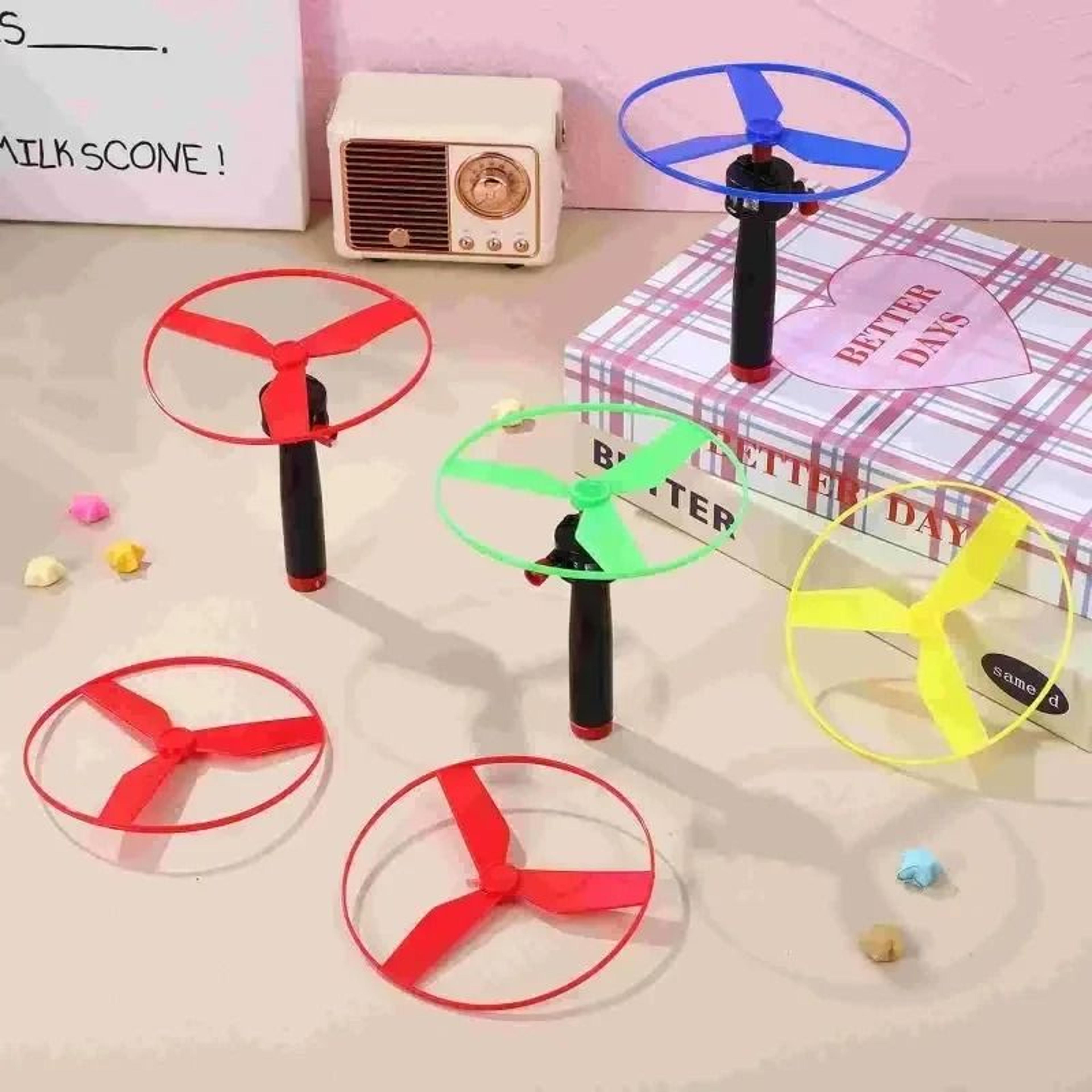 Kids Pull String Flying Disc Propeller Helicopter Outdoor Fun Game Toy 0