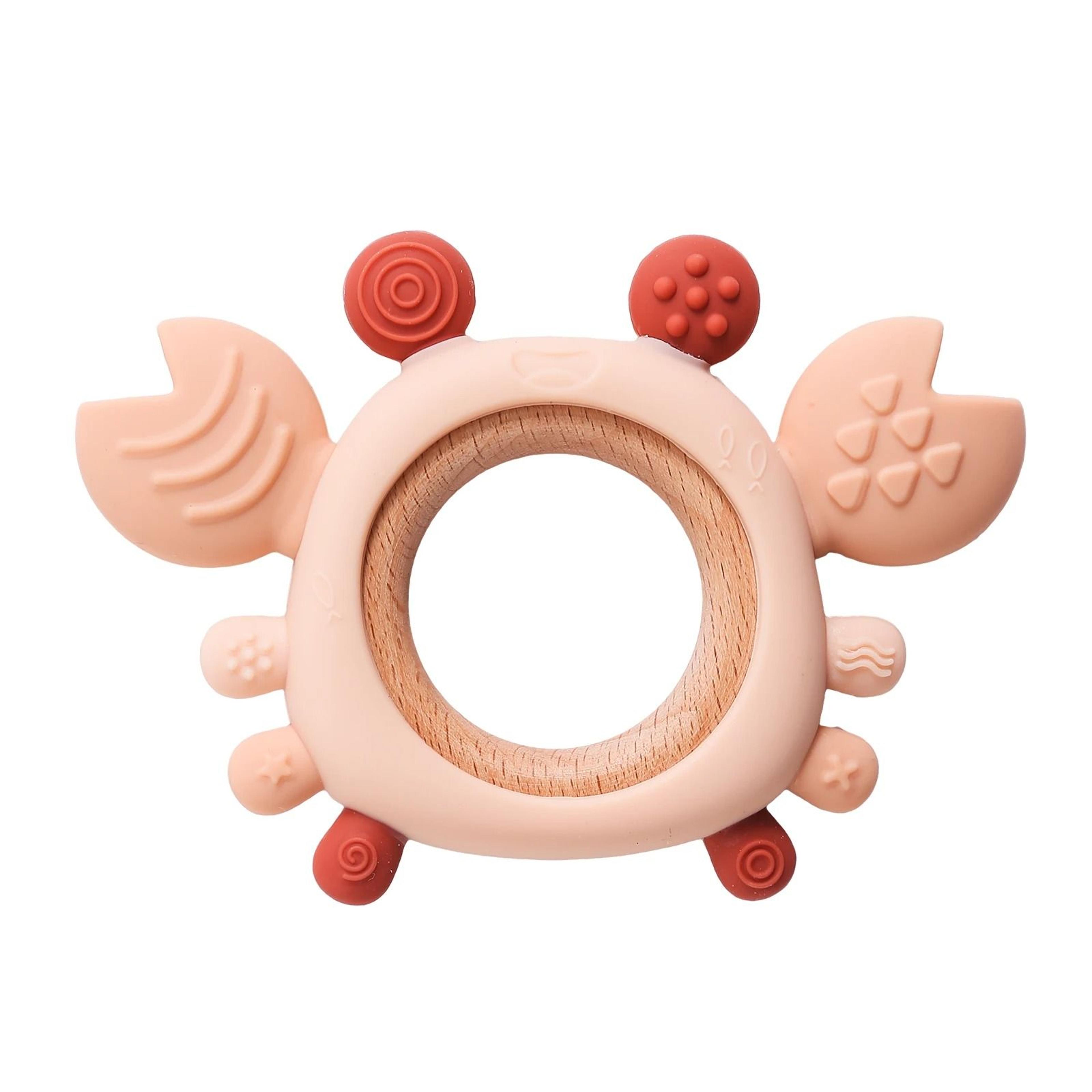 Silicone Crab Baby Teether With Natural Wooden Ring  BPAFree Molar Toy 9