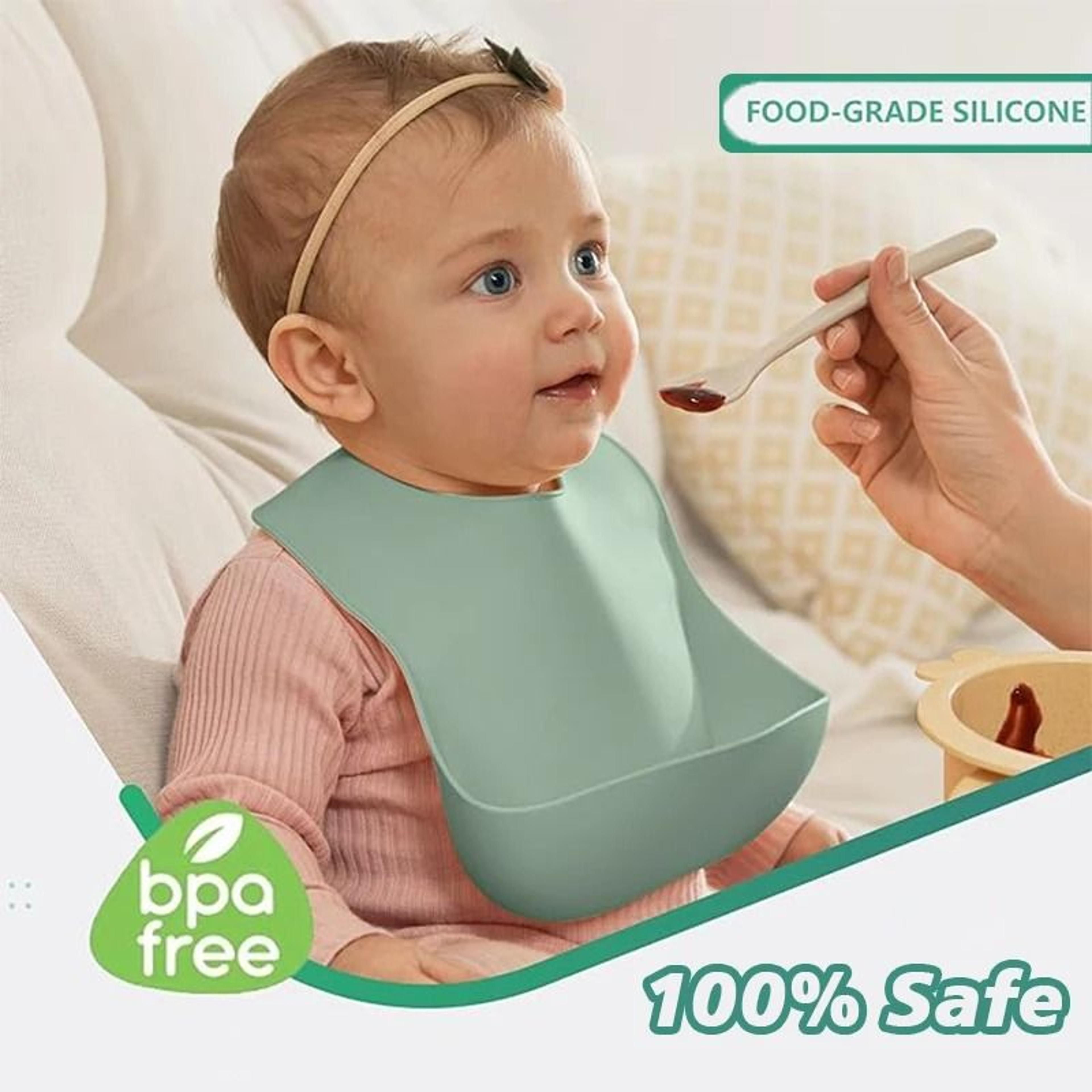 Waterproof Silicone Baby Tray Bib  4Speed Adjustable Soft Feeding Bib 2