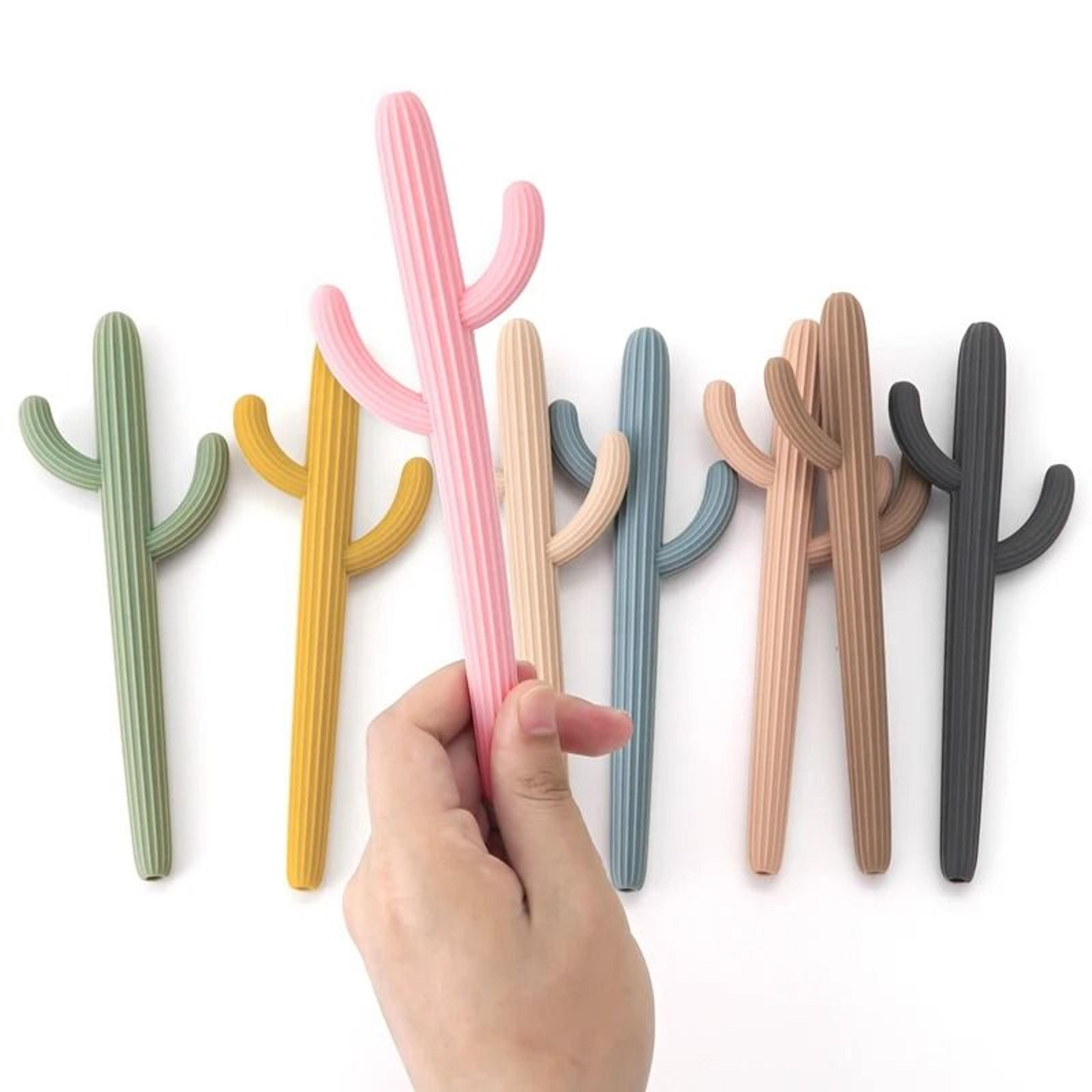 Silicone Cactus Teether Straw  BPAFree Fidget Toy  Infant Chewing Accessory 1