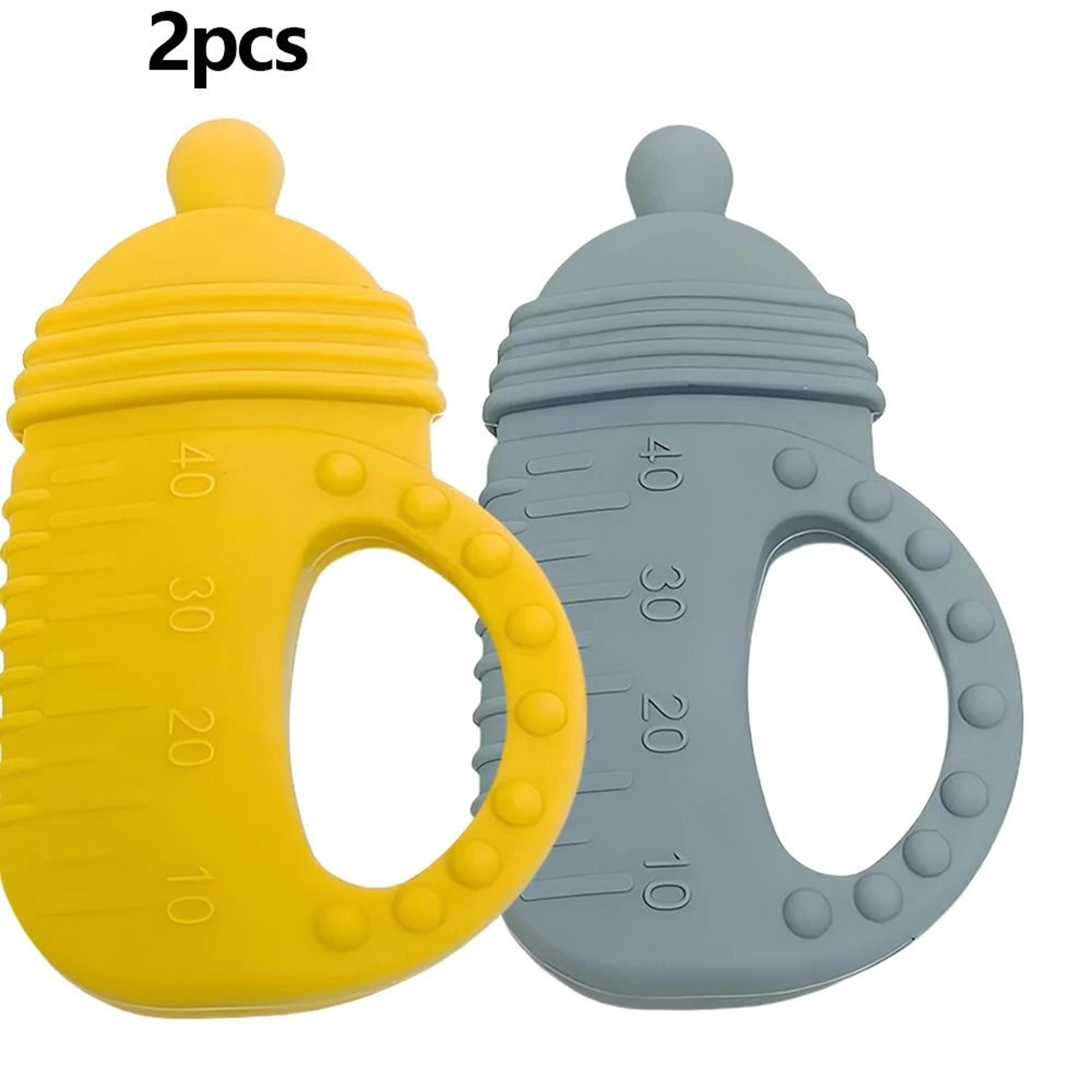 Silicone Baby Bottle Teether  FoodGrade Molar Toy With EasyGrip Handle 12