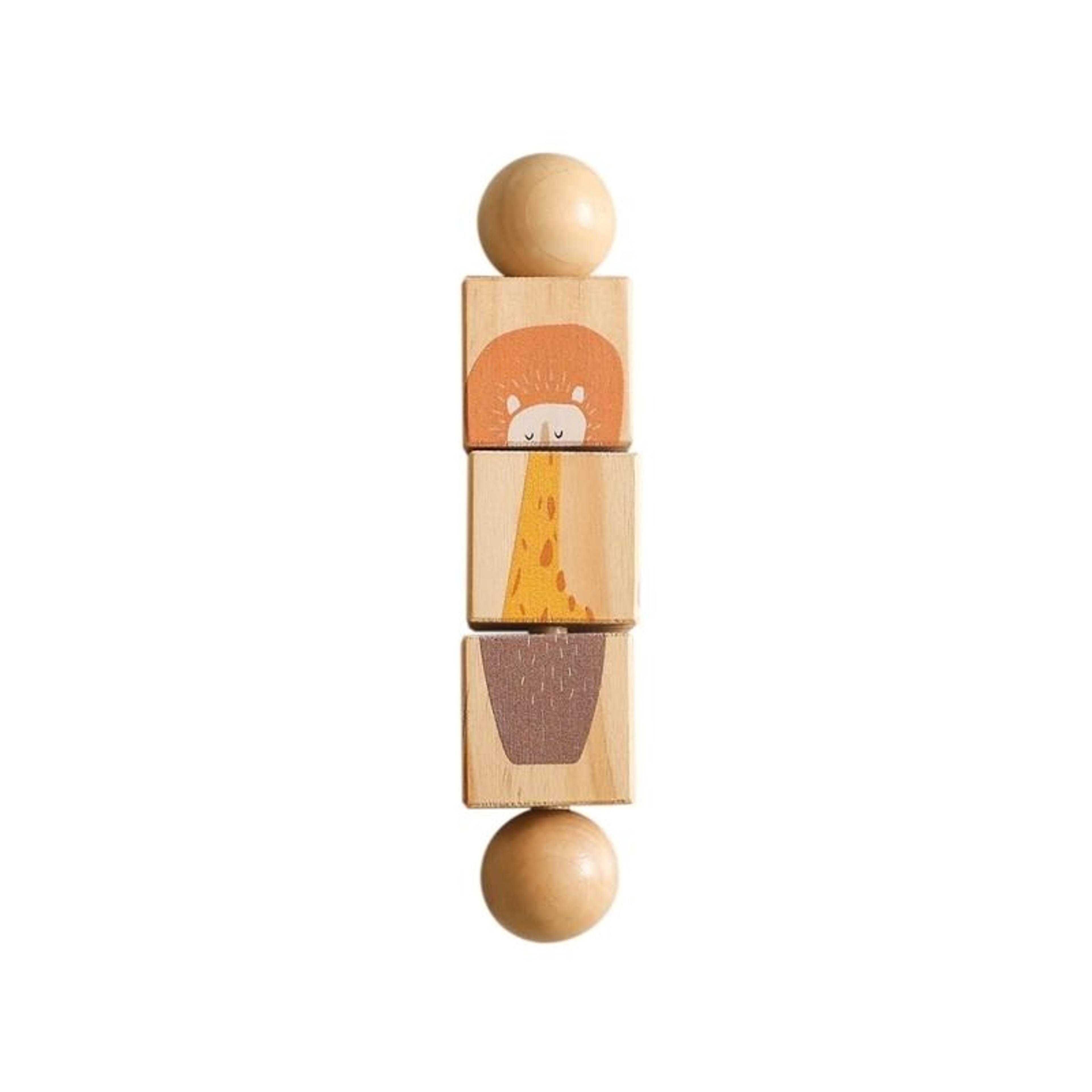 Rotating Wooden Baby Rattle  Animal Matching Block  Montessori Newborn Toy 7