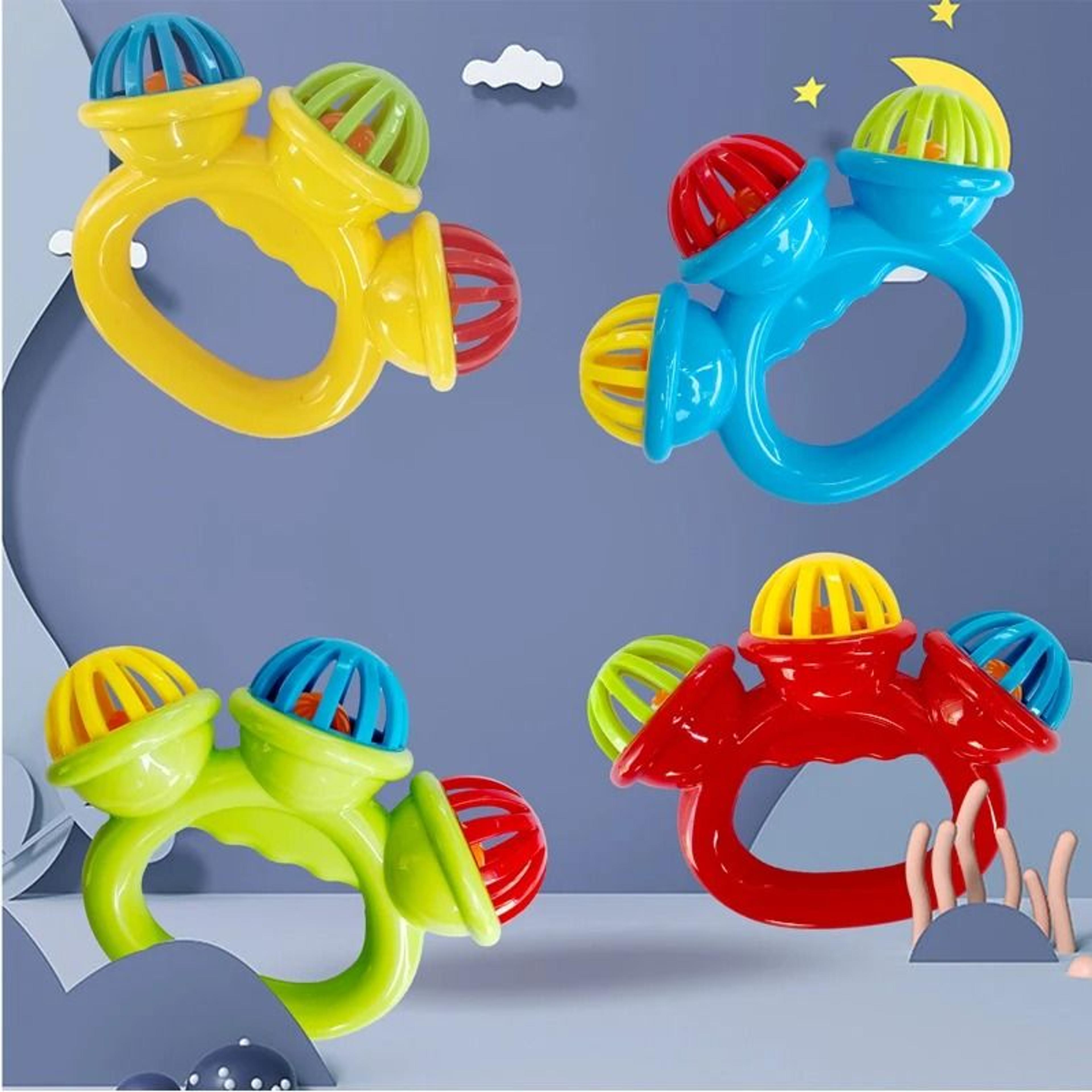 ThreeHeaded Infant Comfort Rattle  Early Educational Hand Bell  Grasping Toy 3