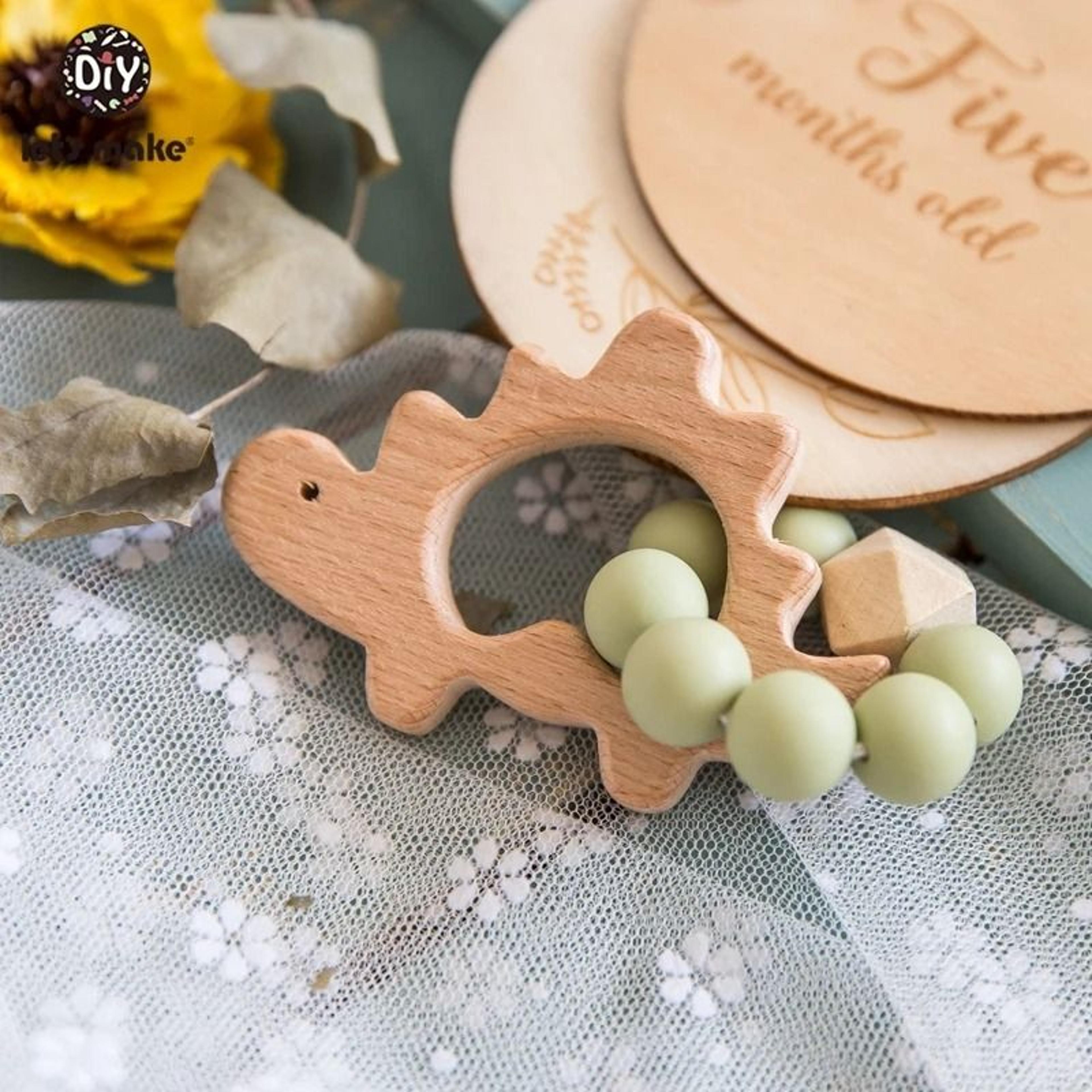 Rabbit  Cloud Hybrid Silicone Teether  Montessori Nursing Wood Baby Toy 4
