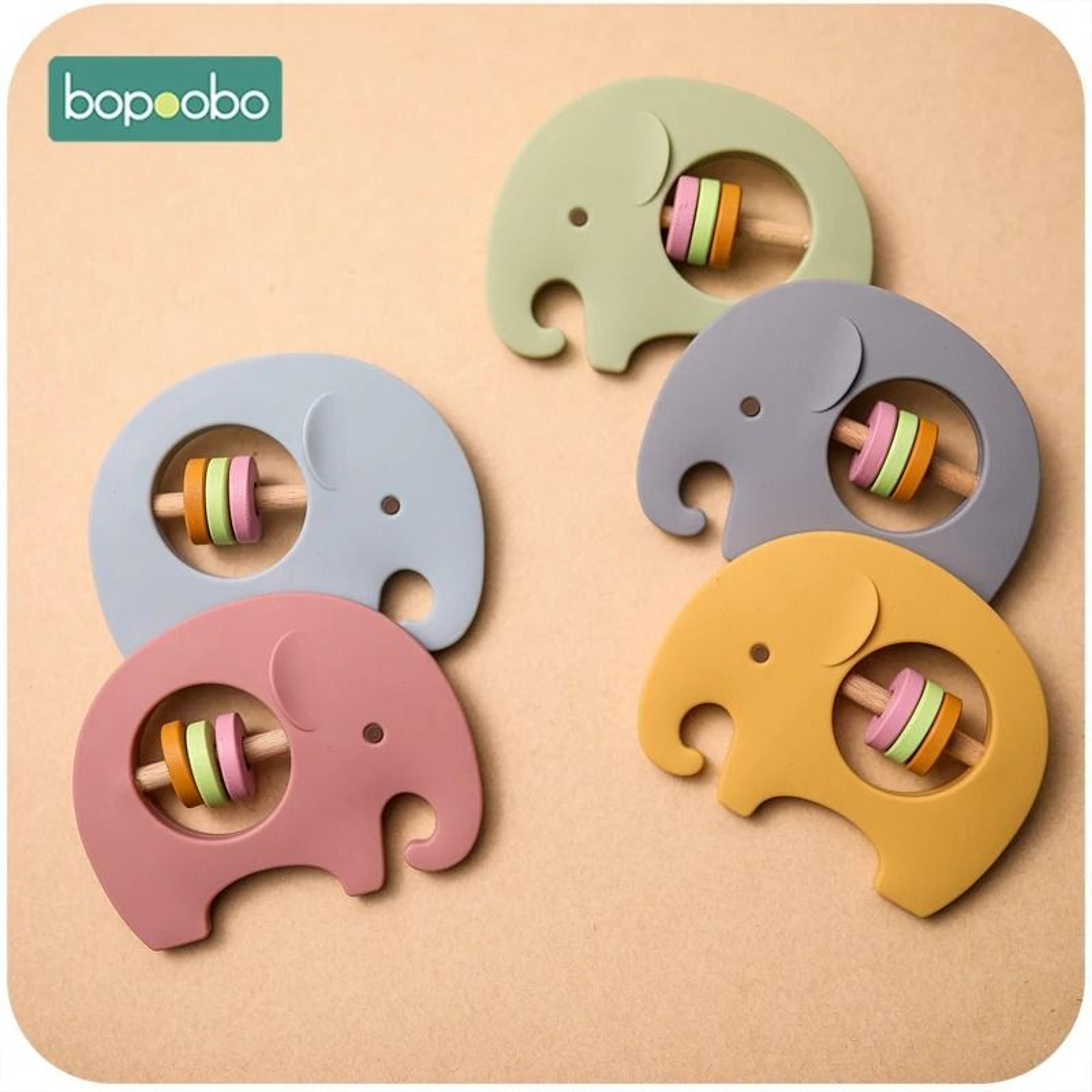silicone elephant baby rattle & teether – bpa-free montessori molar toy