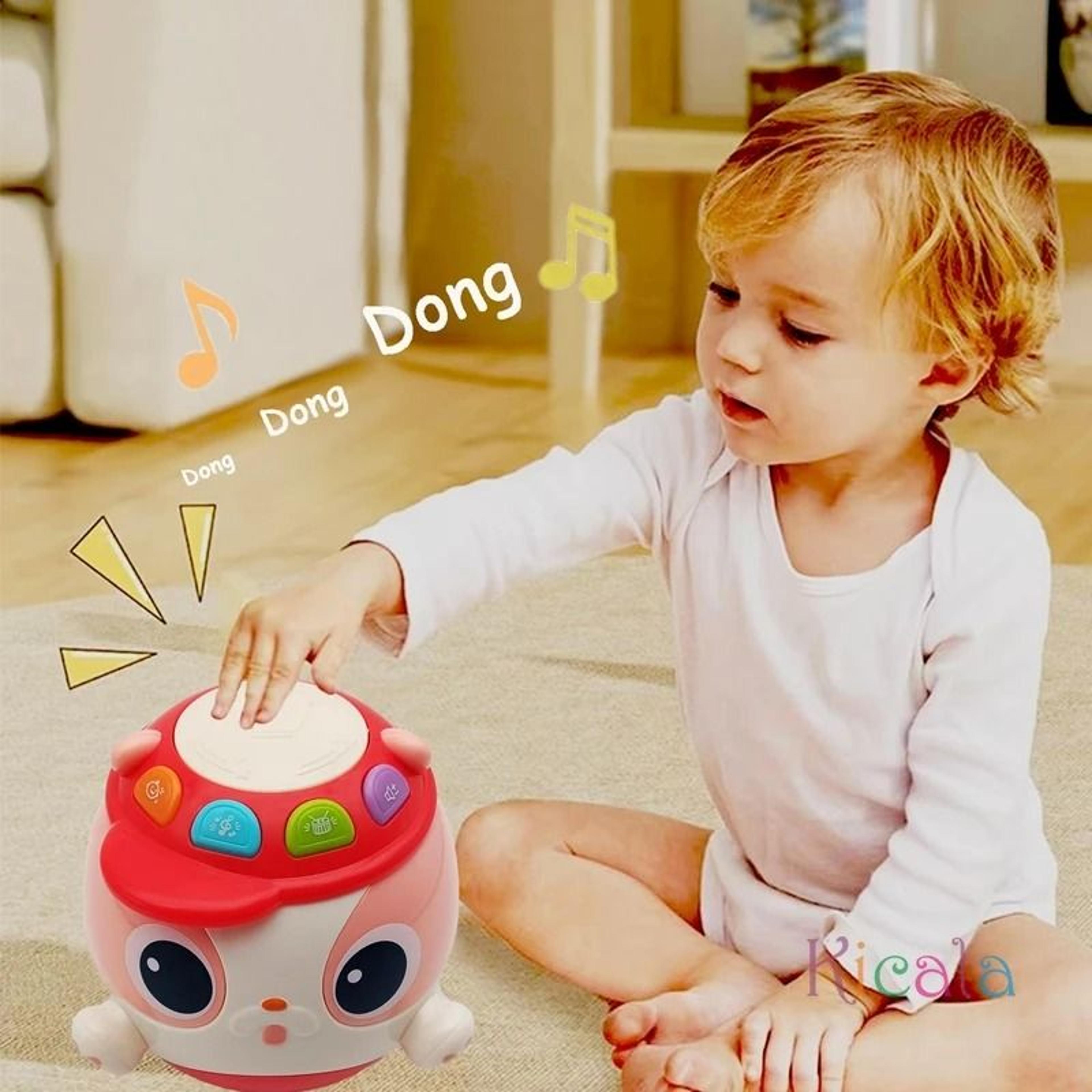Musical Cartoon Dog Hand Drum  Tumbler  LightUp Sensory Development Toy 1